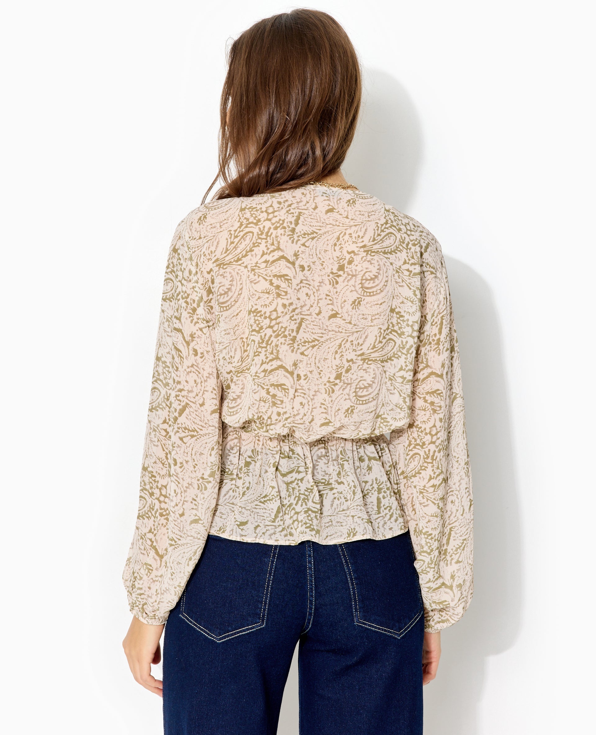 Blouse manches longues motif cachemire