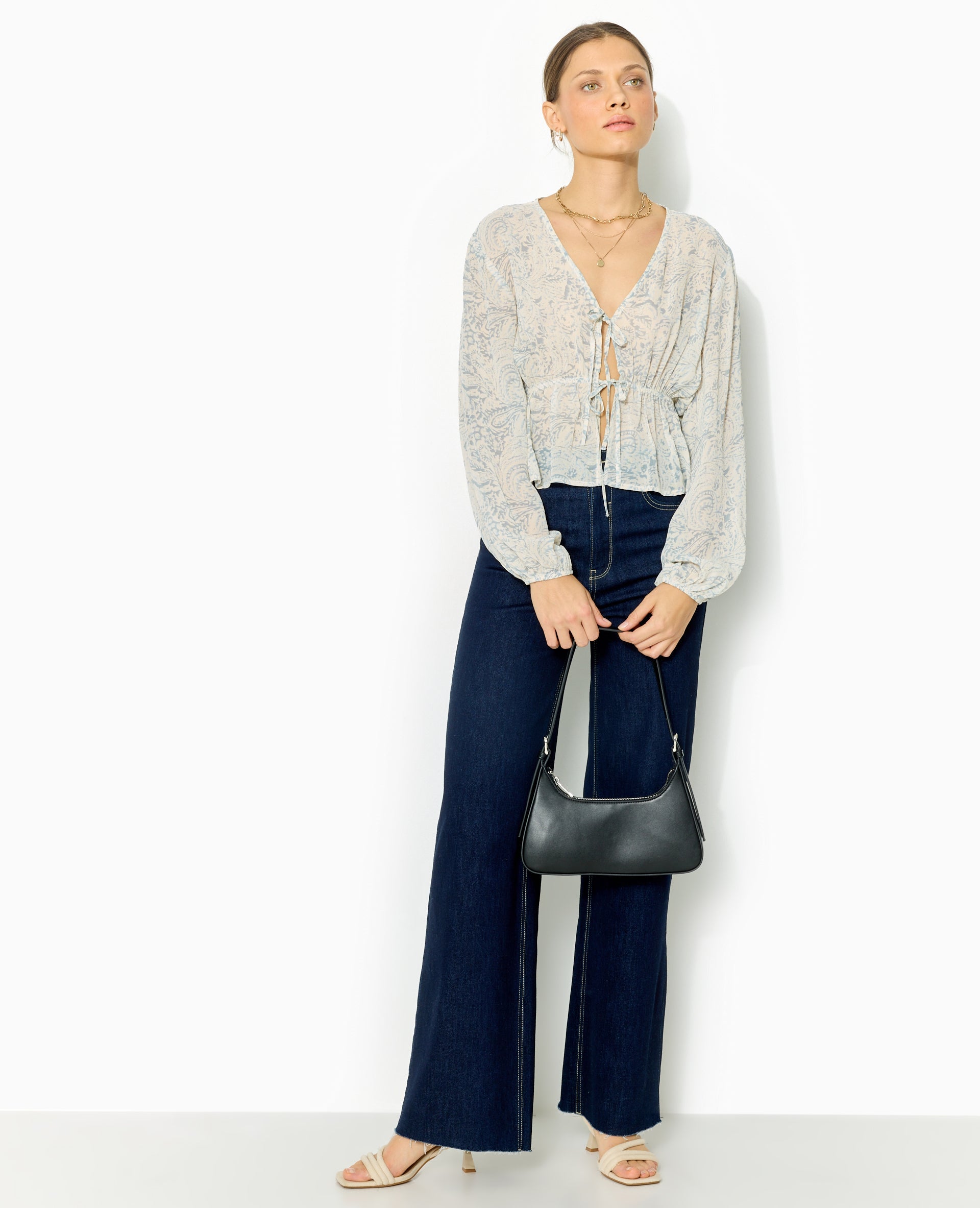 Blouse manches longues motif cachemire