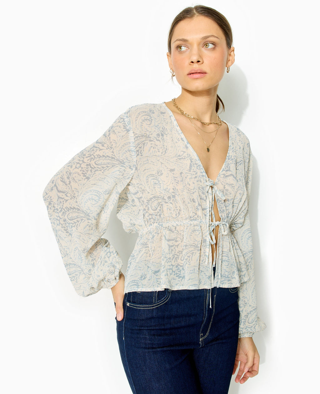 Blouse manches longues motif cachemire