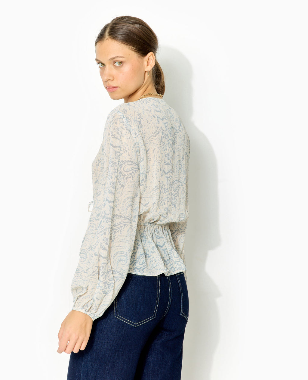 Blouse manches longues motif cachemire