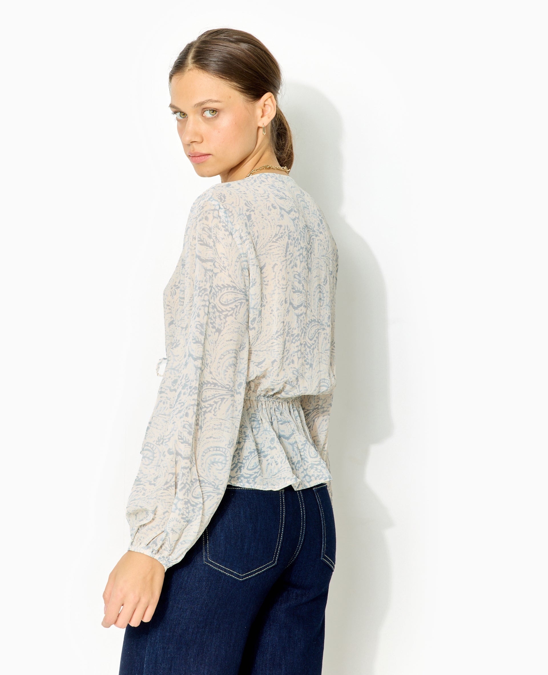 Blouse manches longues motif cachemire