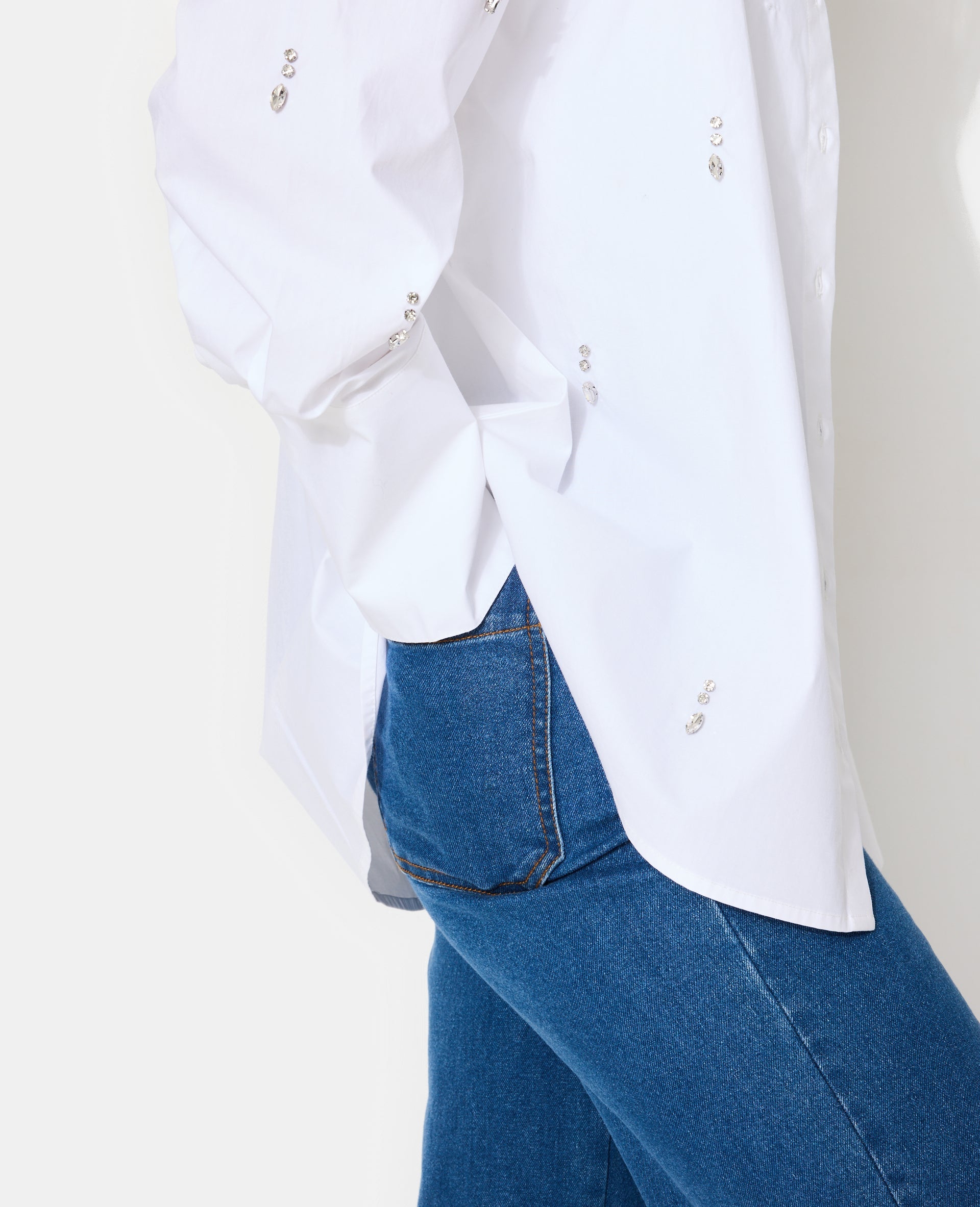 Chemise oversize avec strass devant
