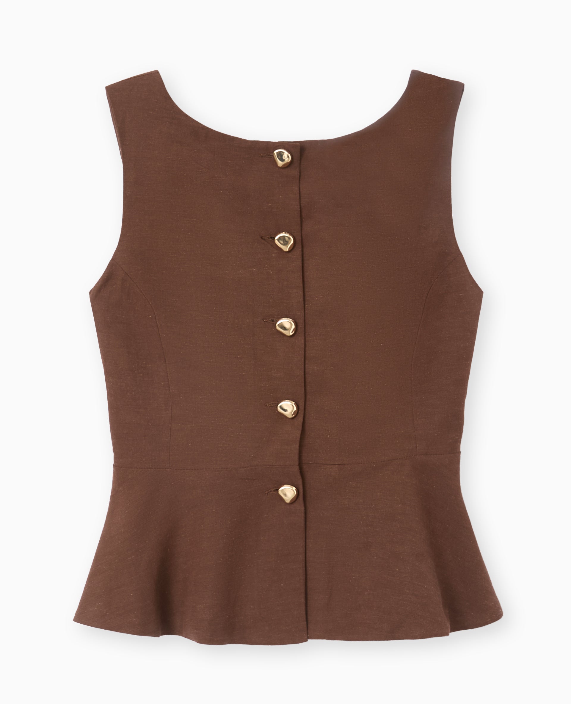 Top sans manches forme peplum avec dos dégagé