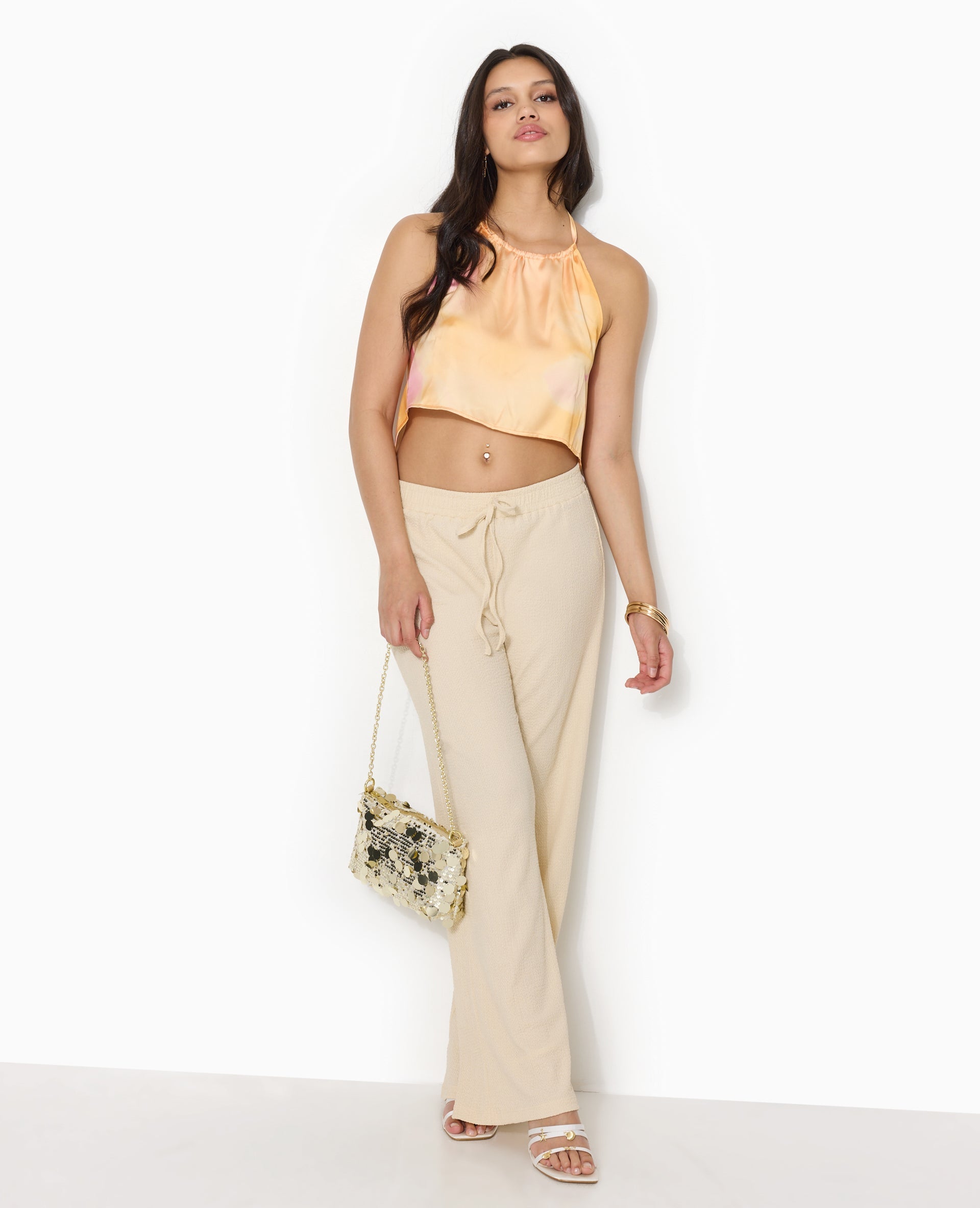 Top foulard dos-nu en satin