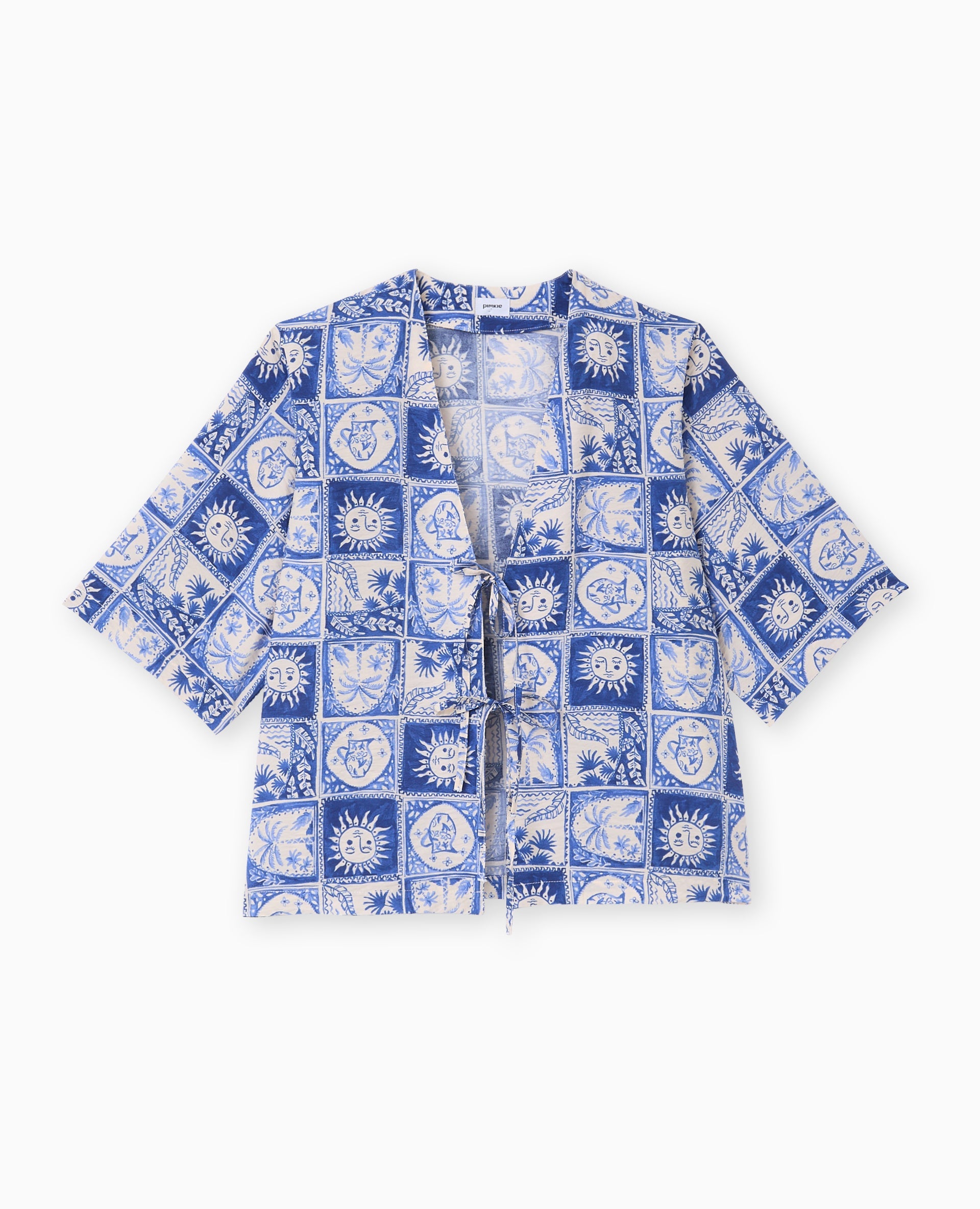 Chemise manches courtes avec liens à nouer