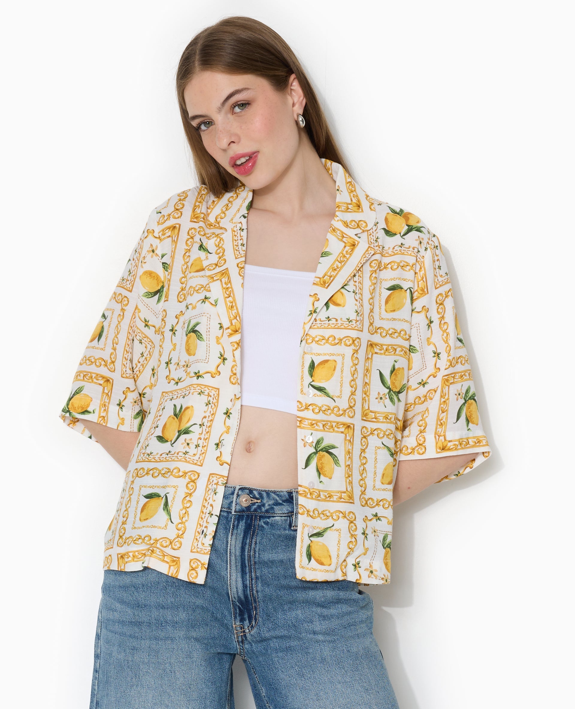 Chemise manches courtes motif citrons