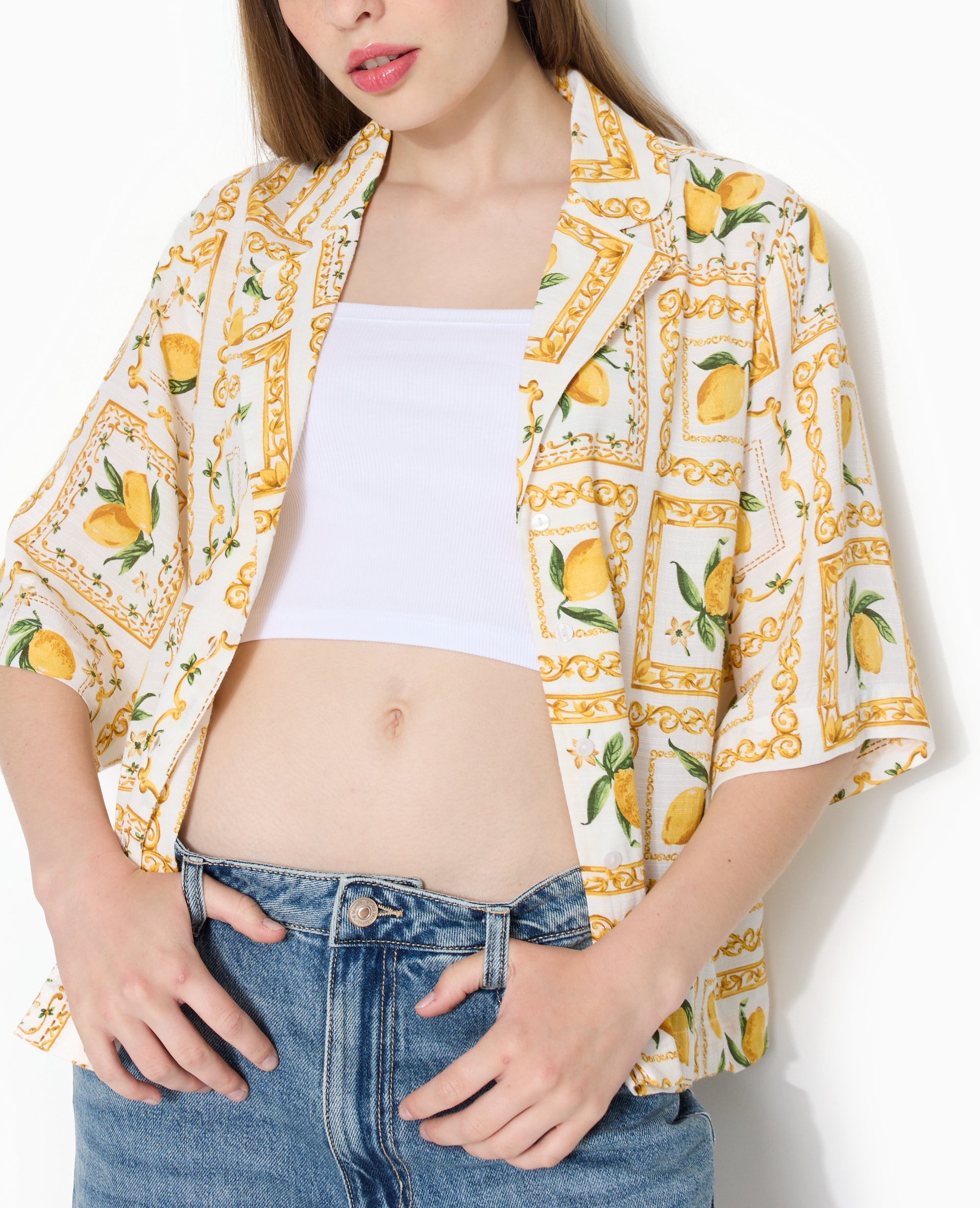 Chemise manches courtes motif citrons