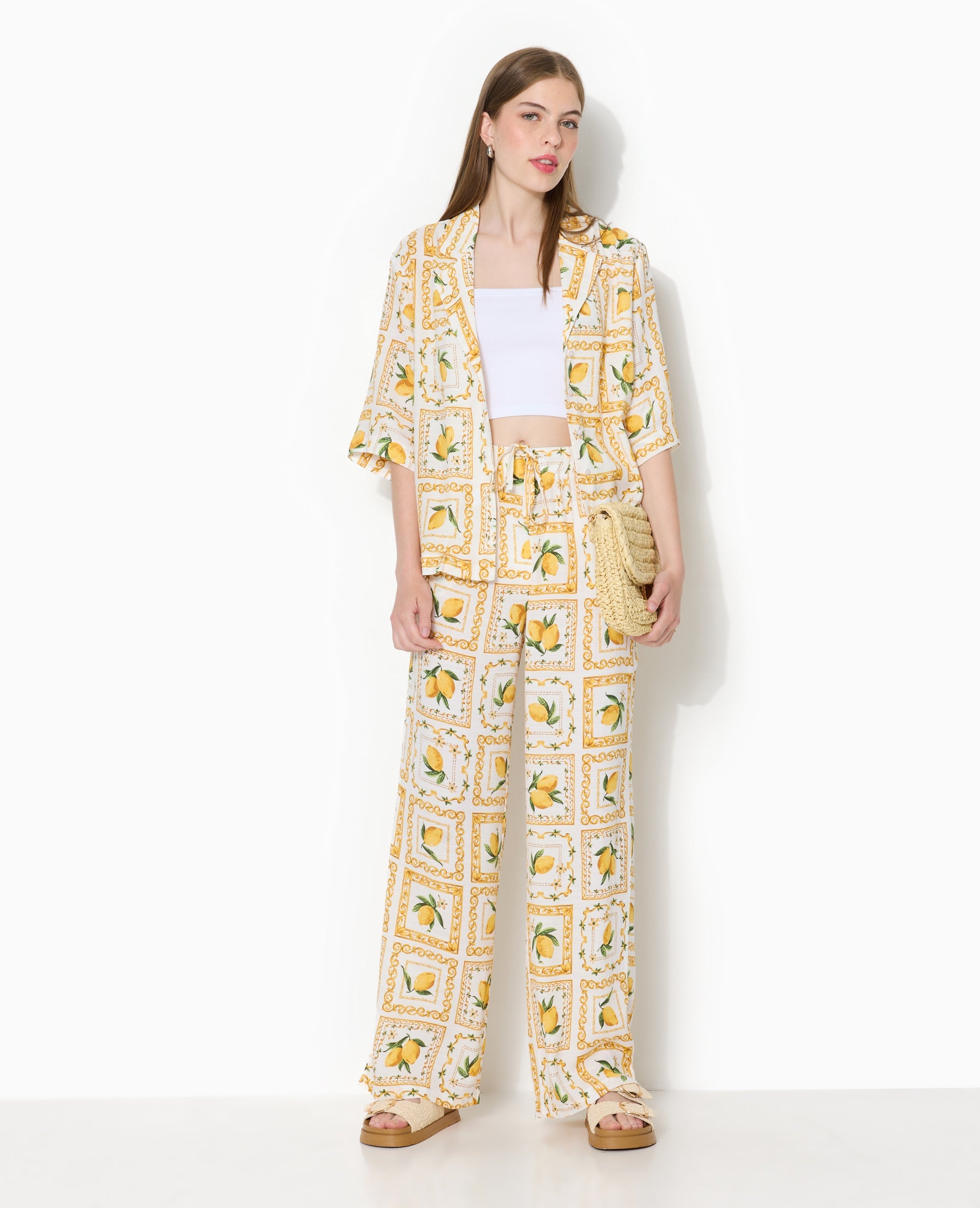 Chemise manches courtes motif citrons