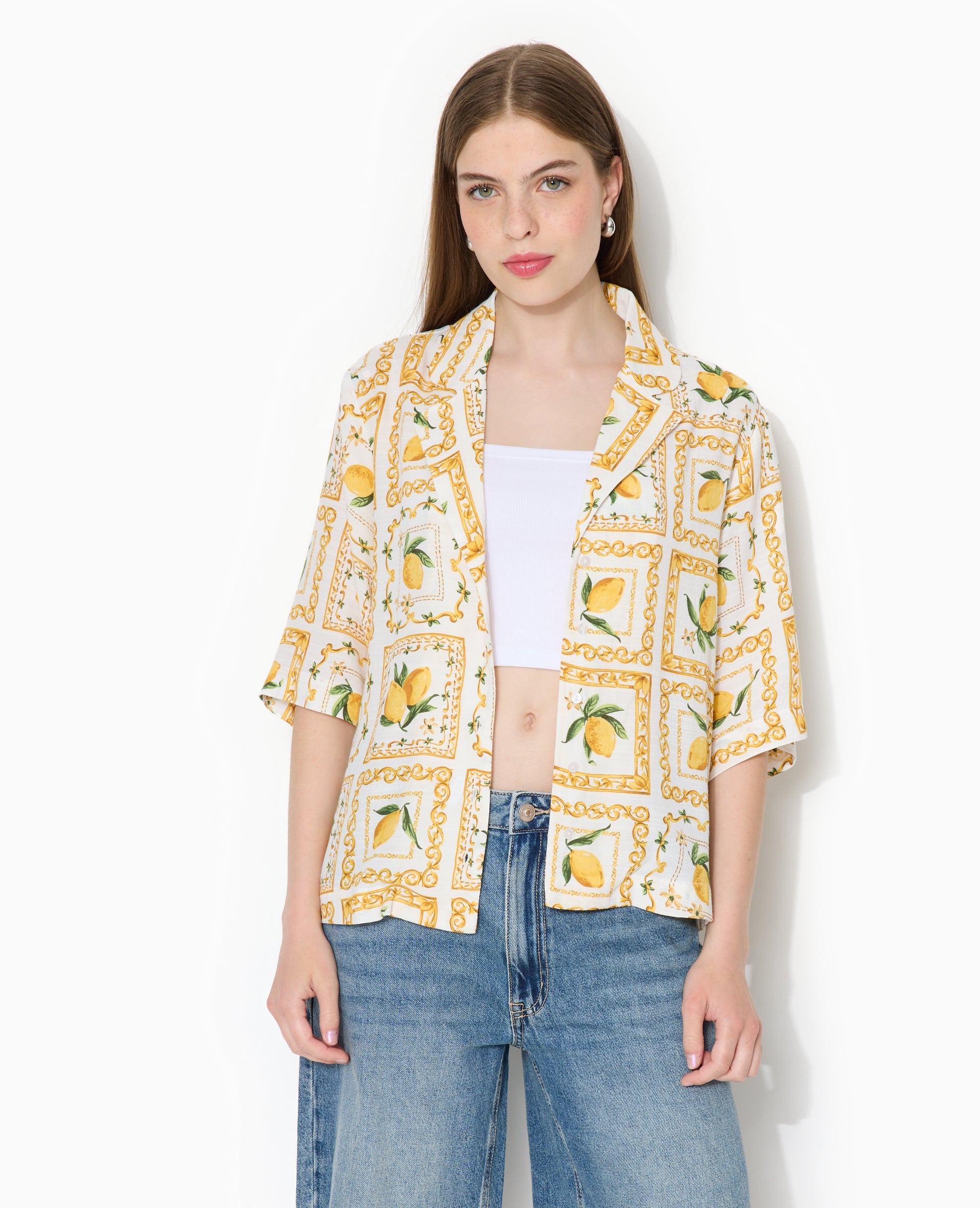 Chemise manches courtes motif citrons