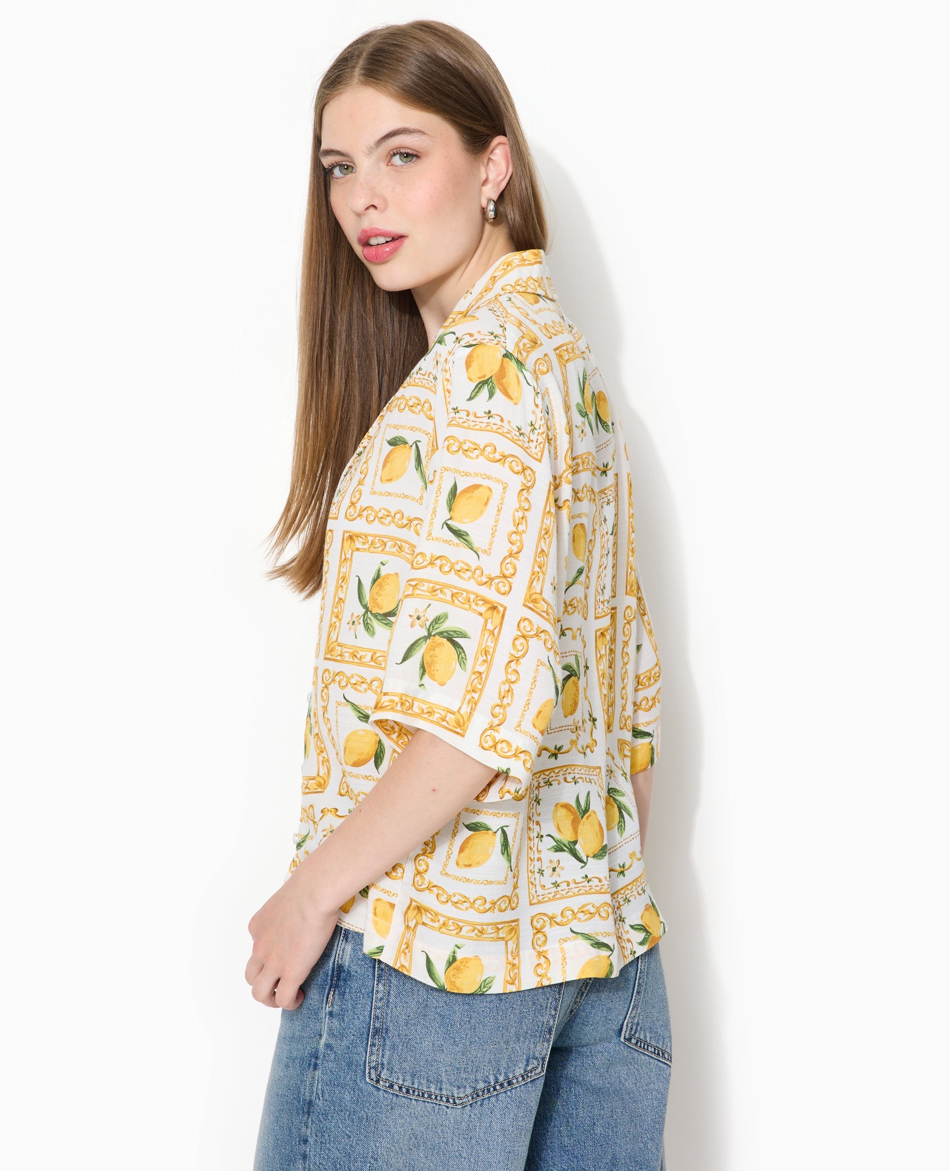 Chemise manches courtes motif citrons