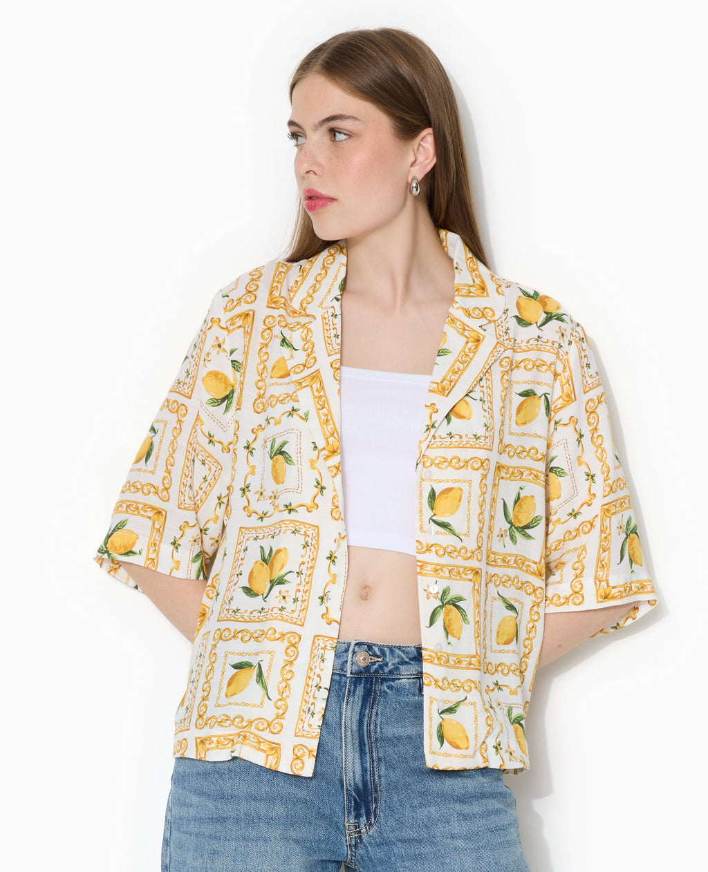 Chemise manches courtes motif citrons