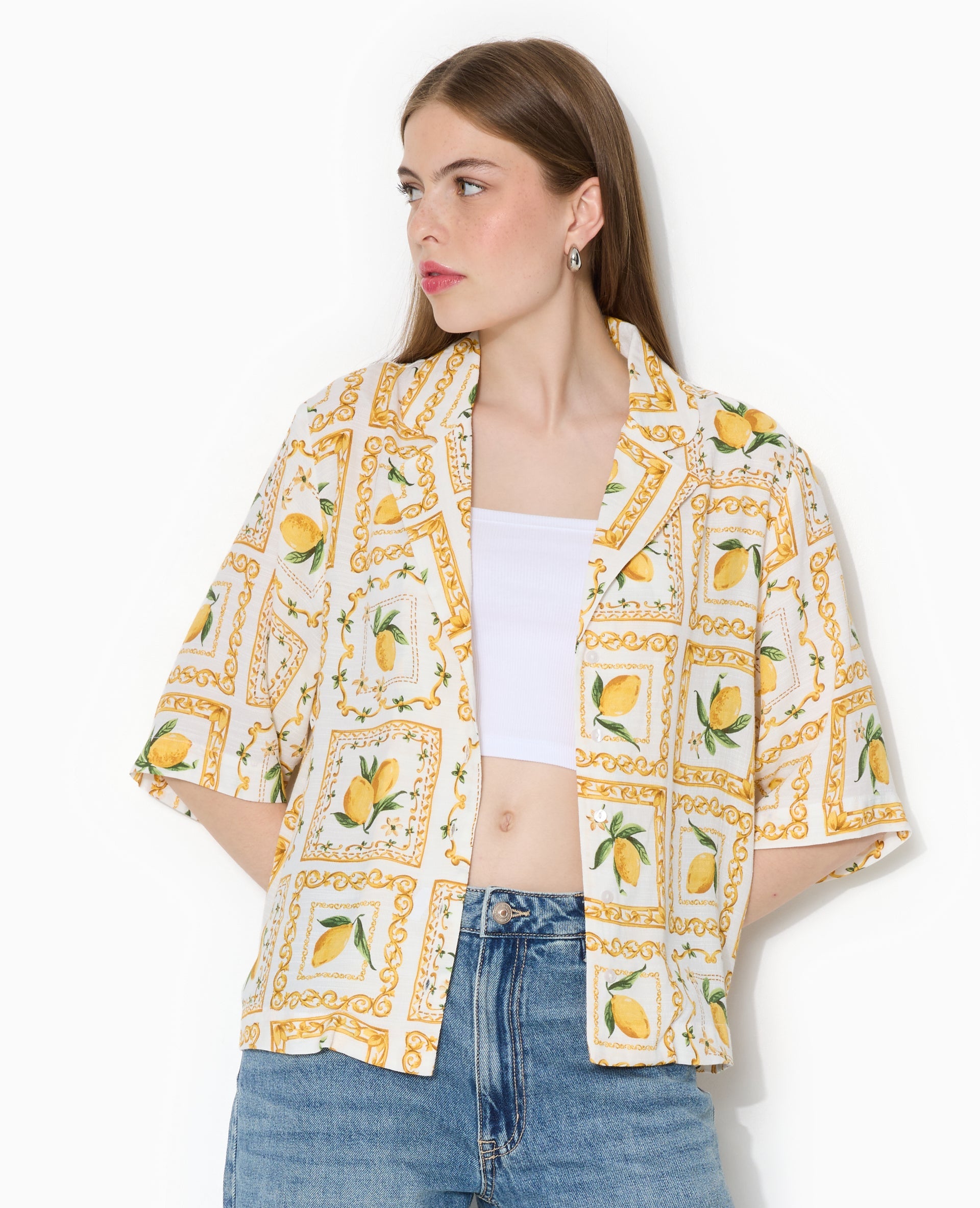 Chemise manches courtes motif citrons