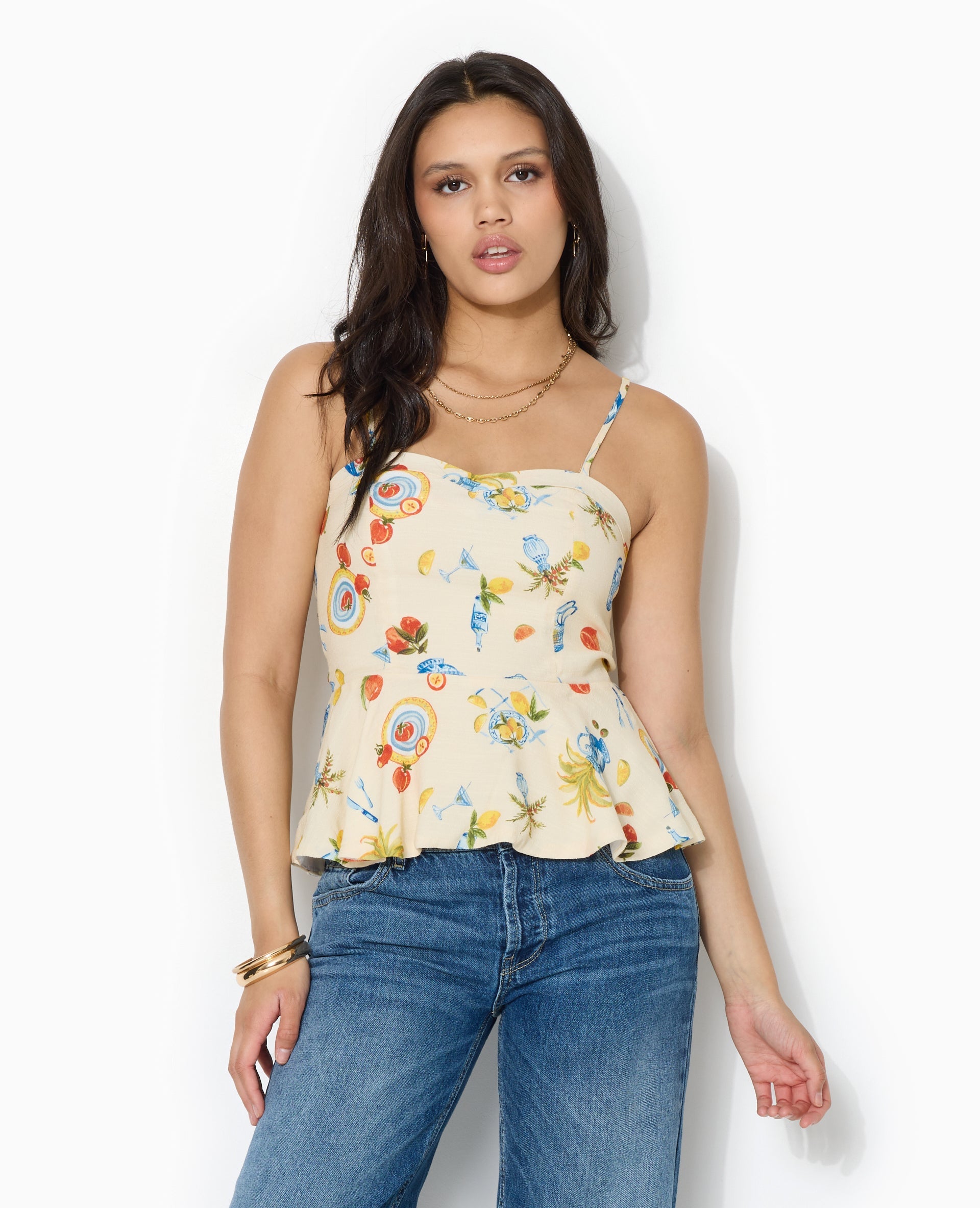 Top peplum à bretelles