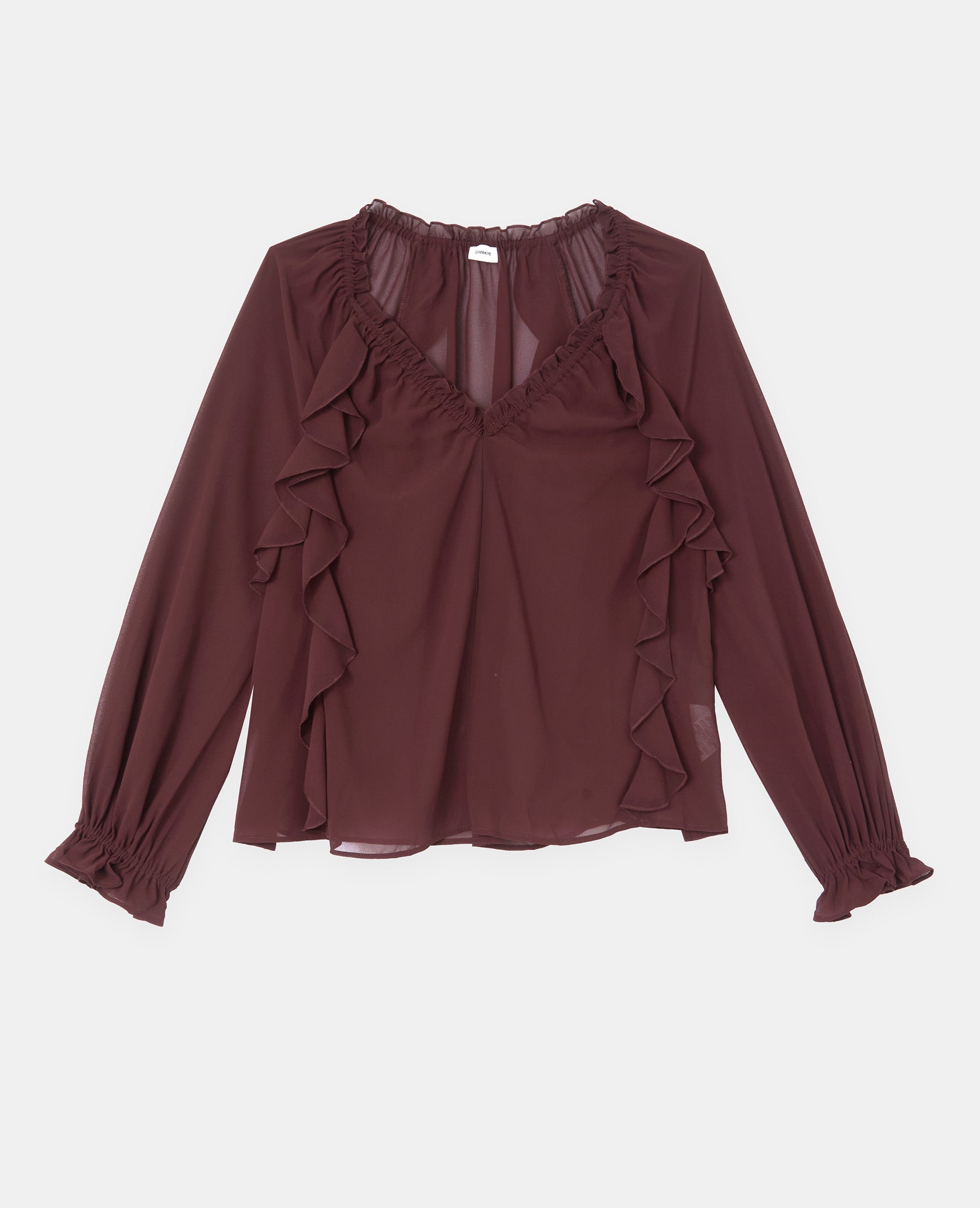 Blouse en voile avec volants et manches ballons