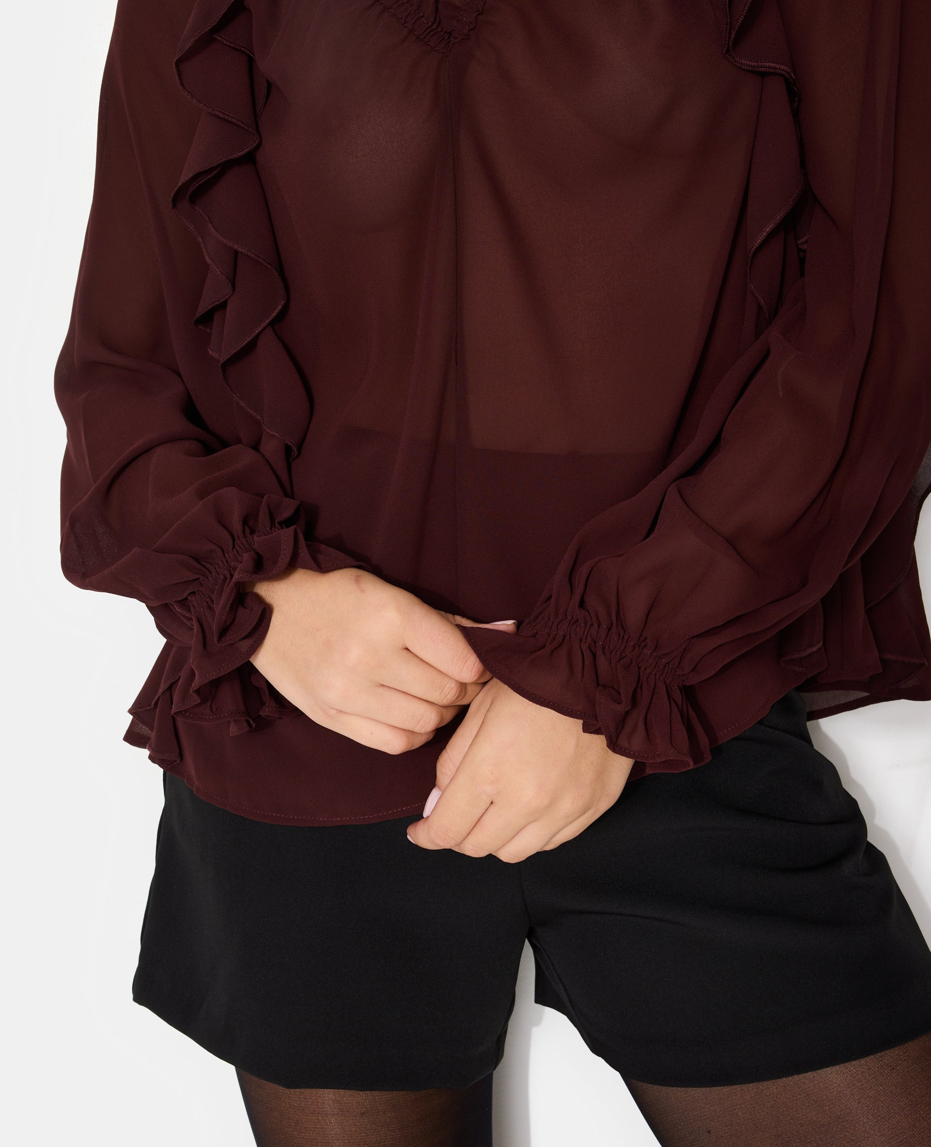 Blouse en voile avec volants et manches ballons