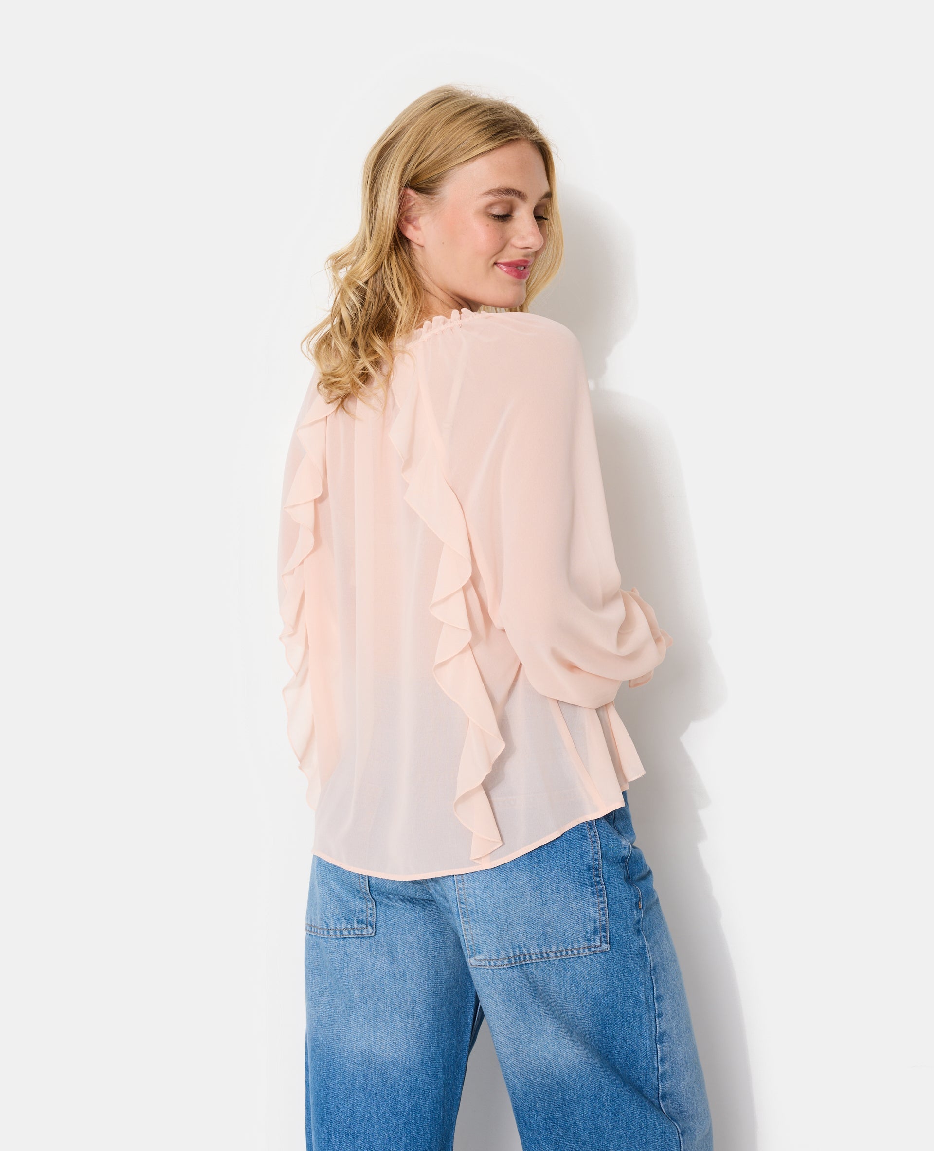 Blouse en voile avec volants et manches ballons