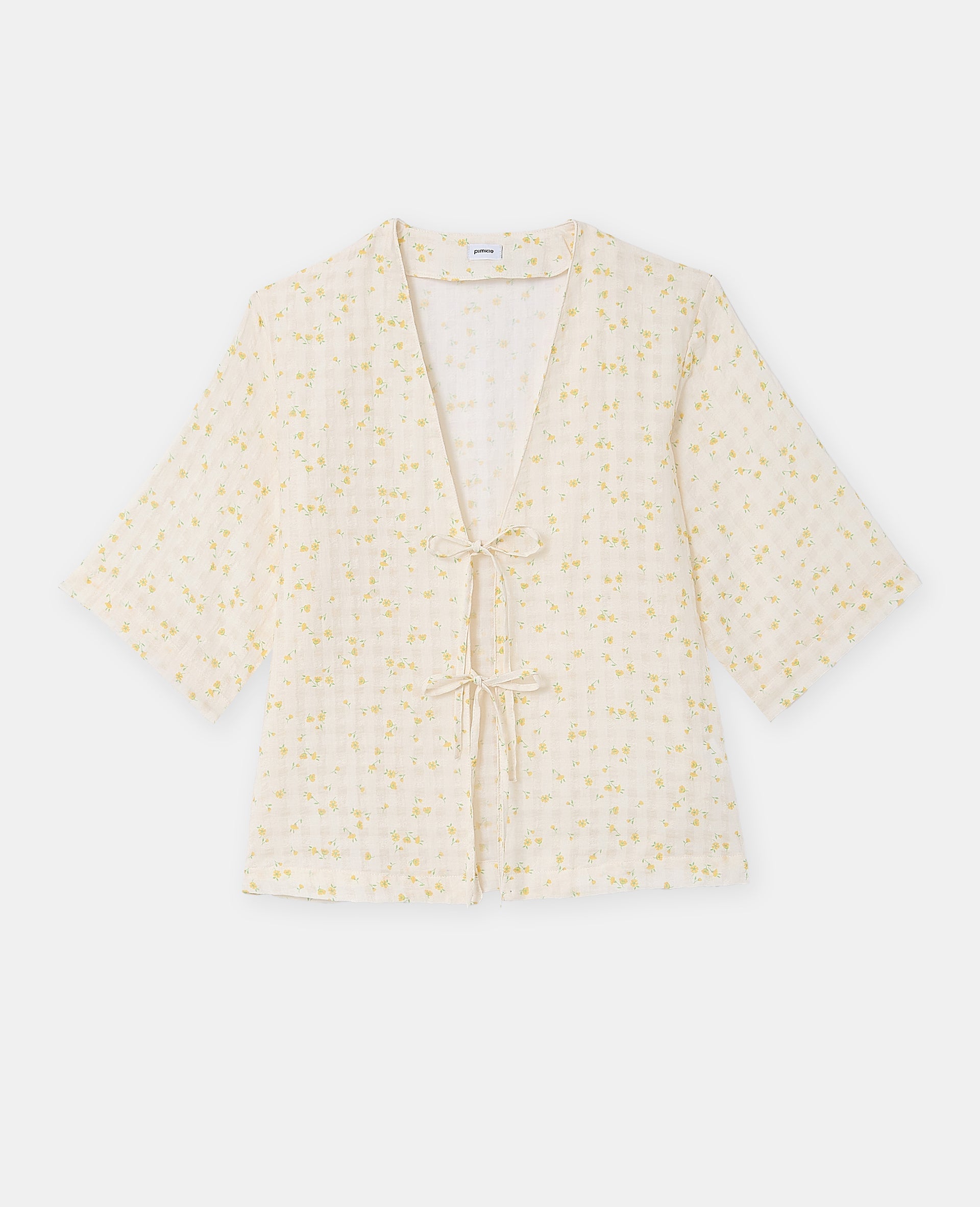 Chemise avec nouettes motif fleurs