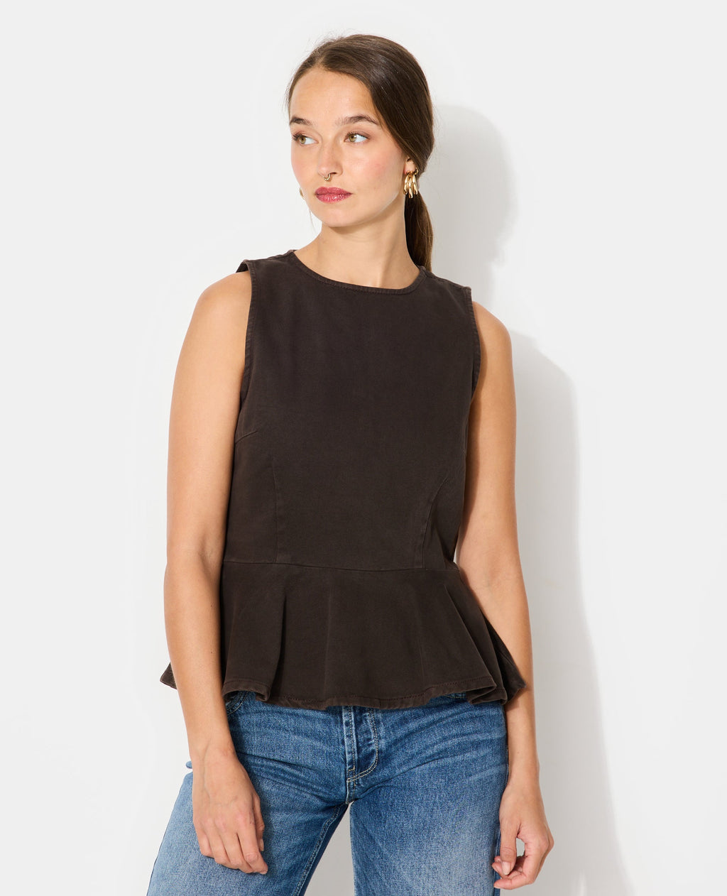 Top peplum en jean