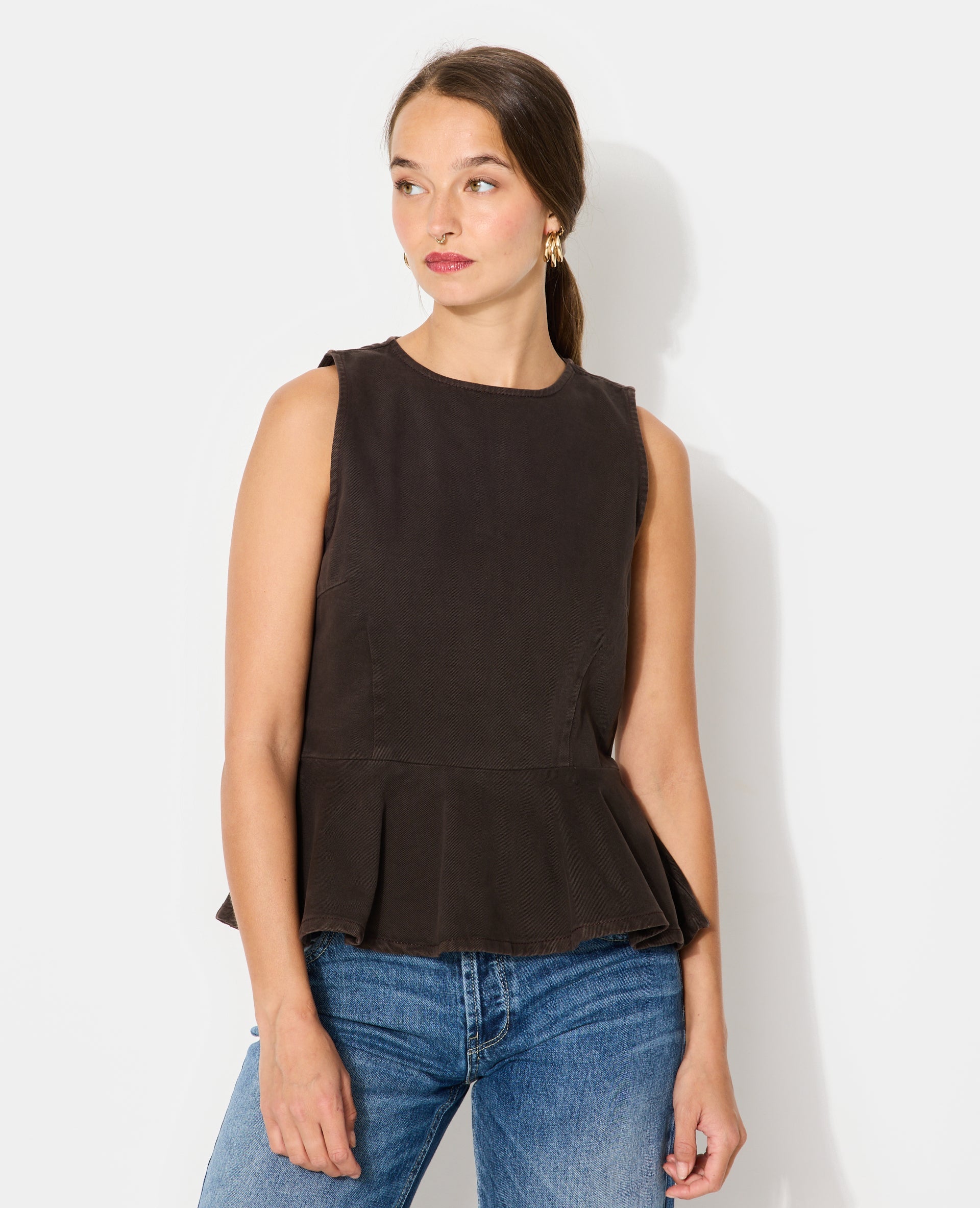 Top peplum en jean