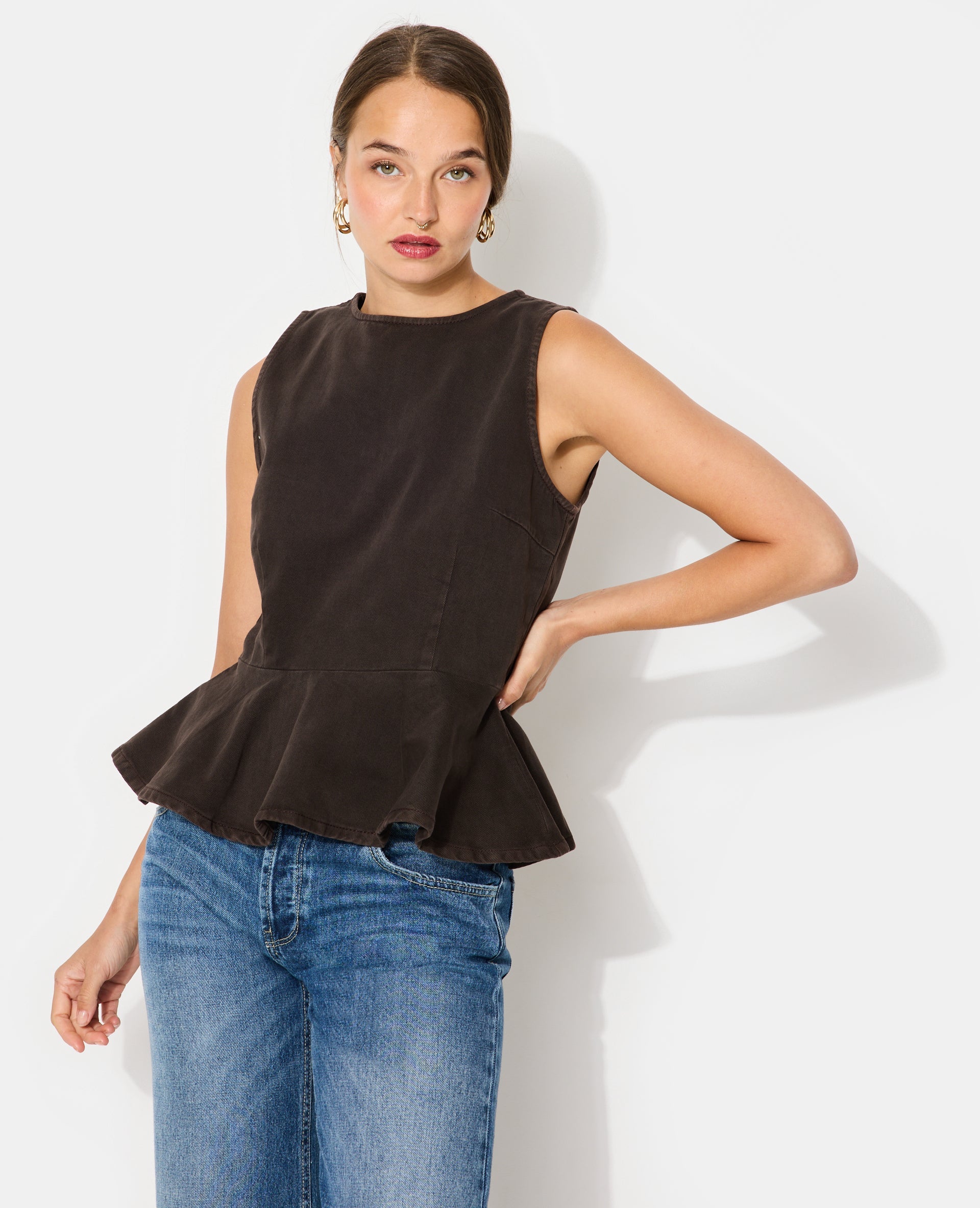 Top peplum en jean