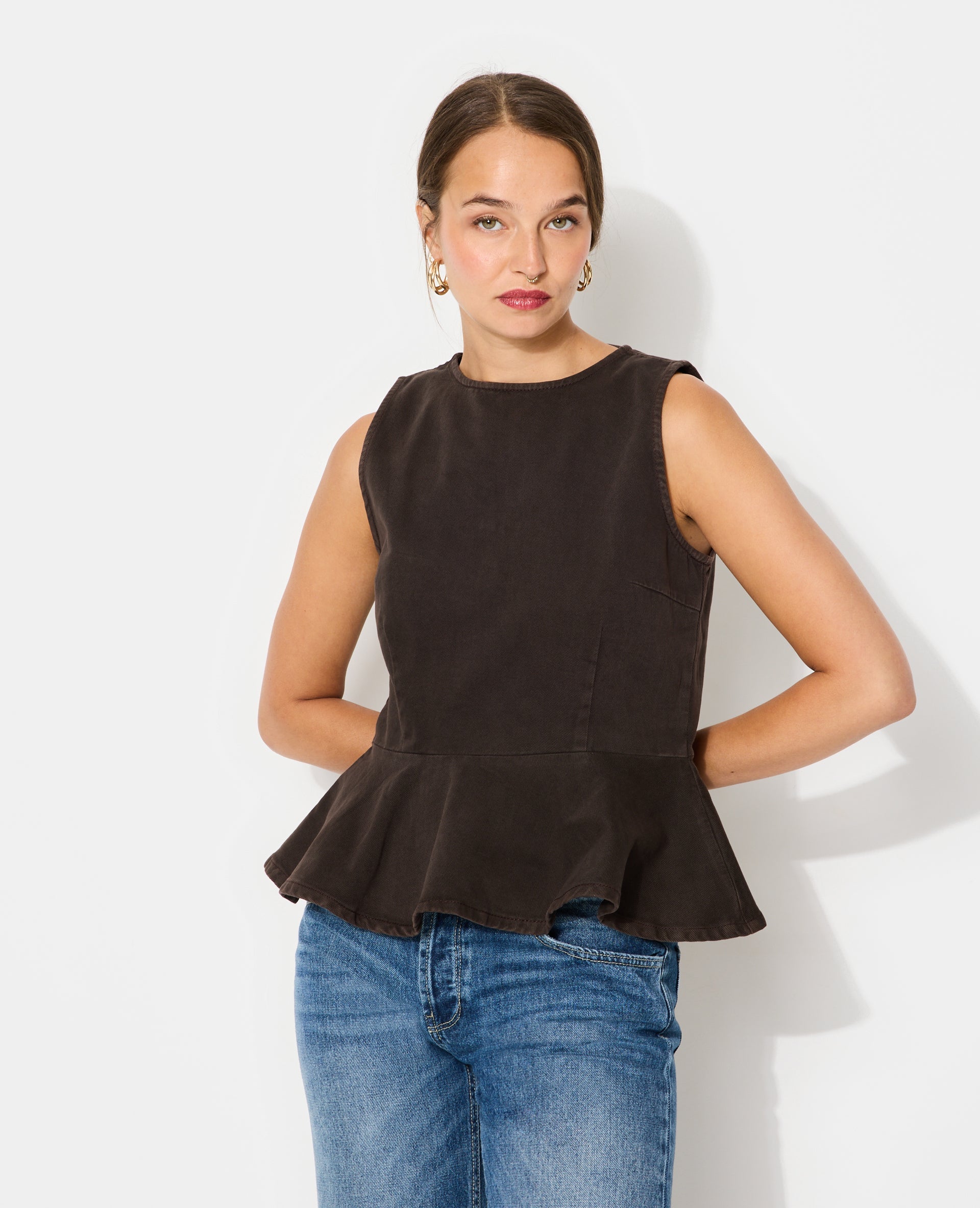 Top peplum en jean