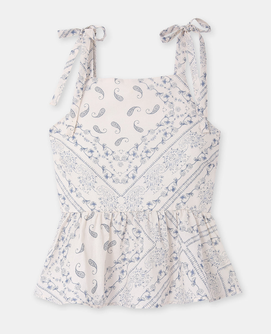 Top peplum motif fleurs et bandana