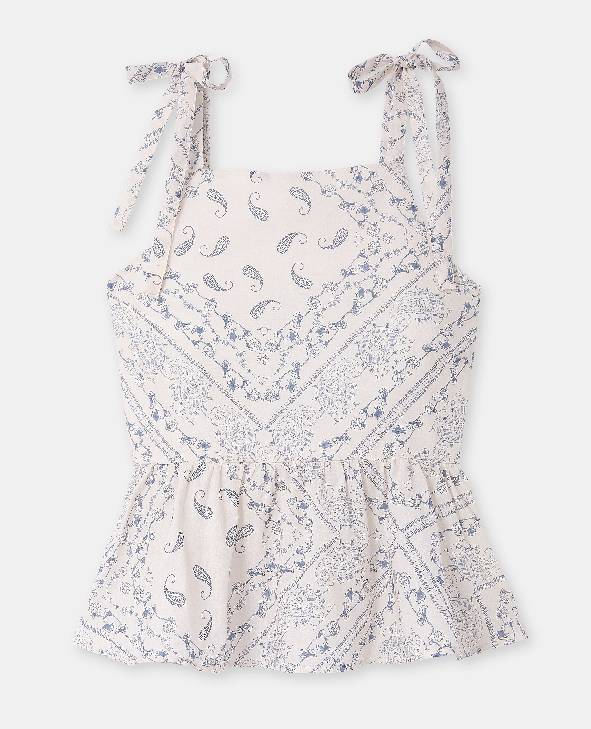 Top peplum motif fleurs et bandana