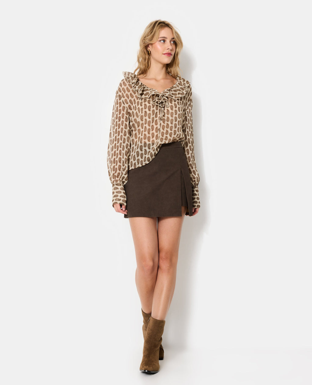 Blouse en voile avec volants motif cachemire