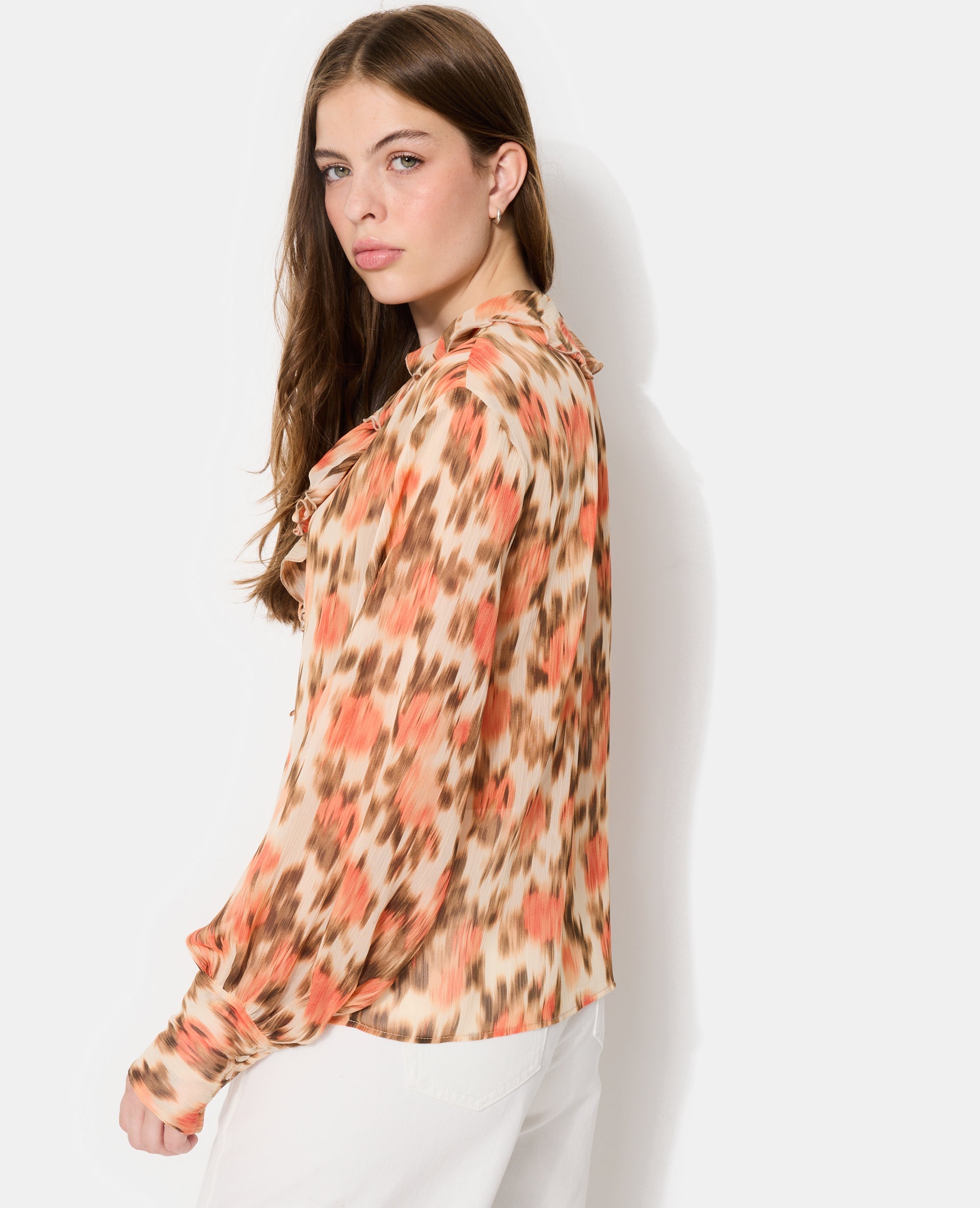 Blouse en voile avec motifs fleurs floues