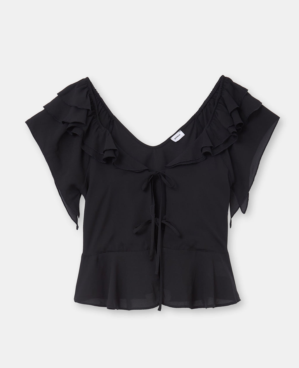 Blouse en voile avec volants et nouettes