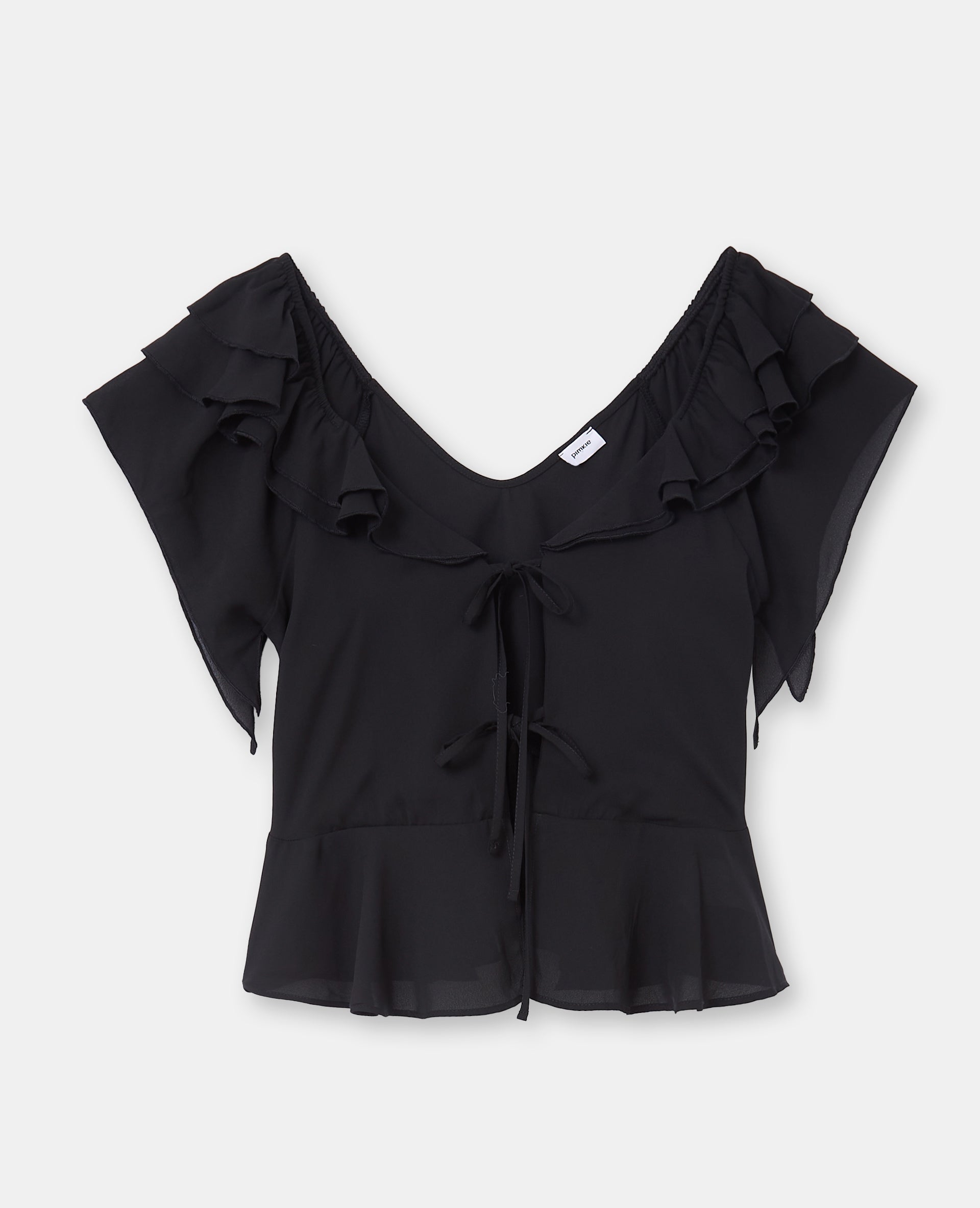 Blouse en voile avec volants et nouettes