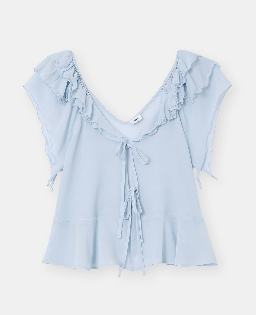 Blouse en voile avec volants et nouettes