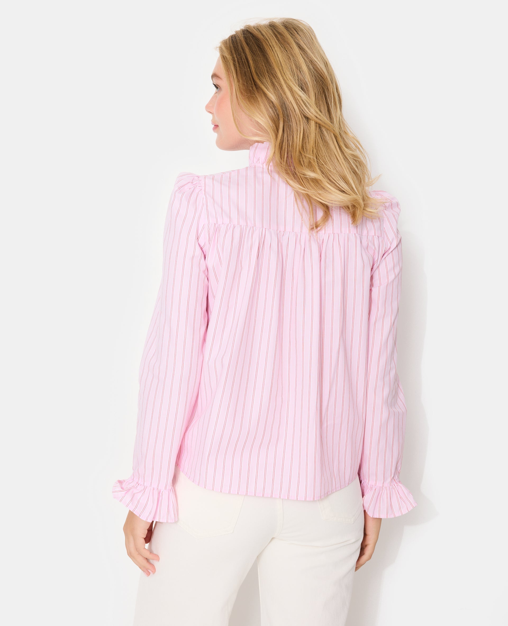 Chemise popeline rayée avec volants