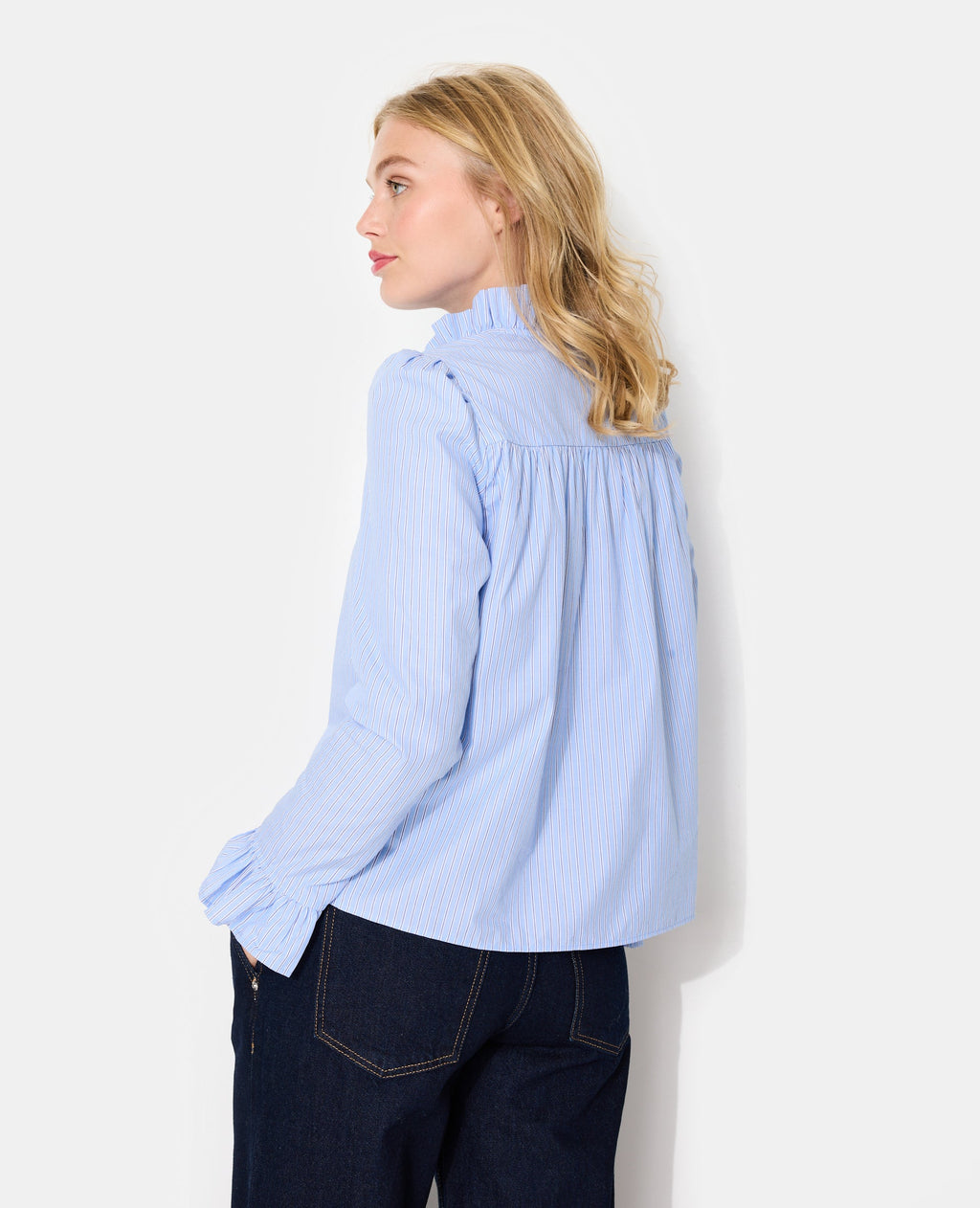 Chemise popeline rayée avec volants