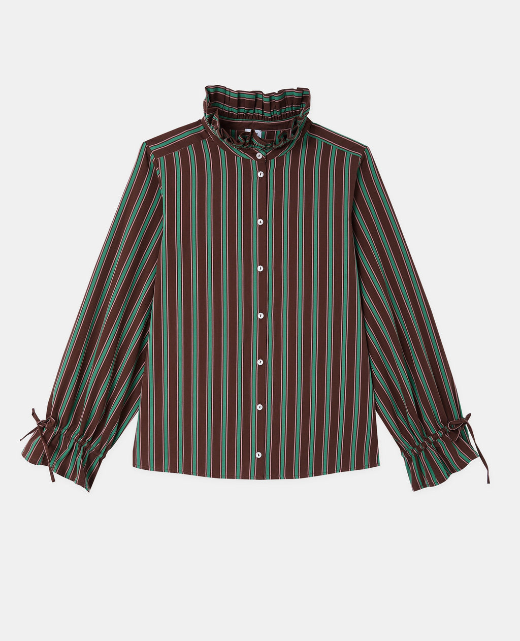 Chemise rayée avec col et manches volantés
