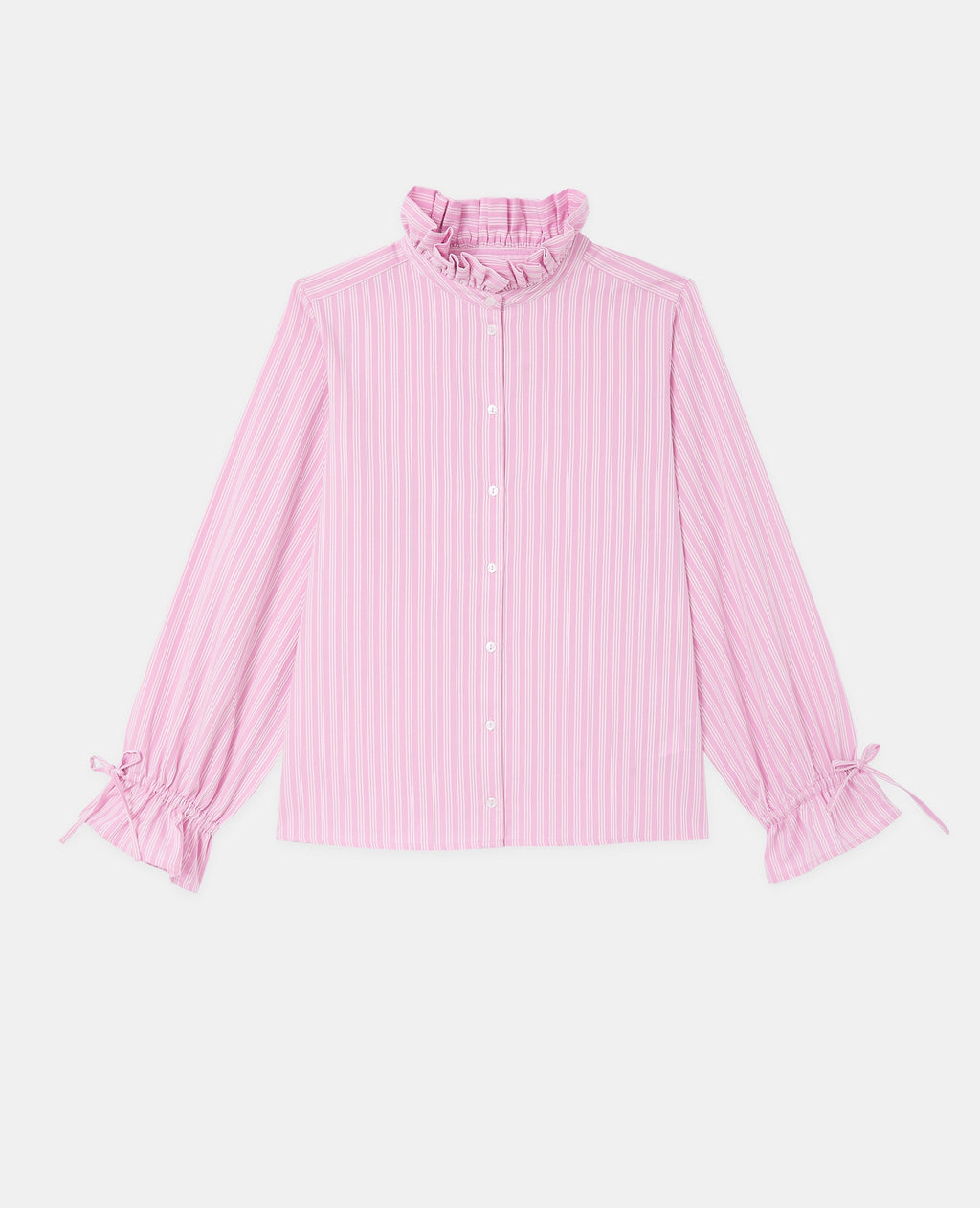 Chemise rayée avec col et manches volantés