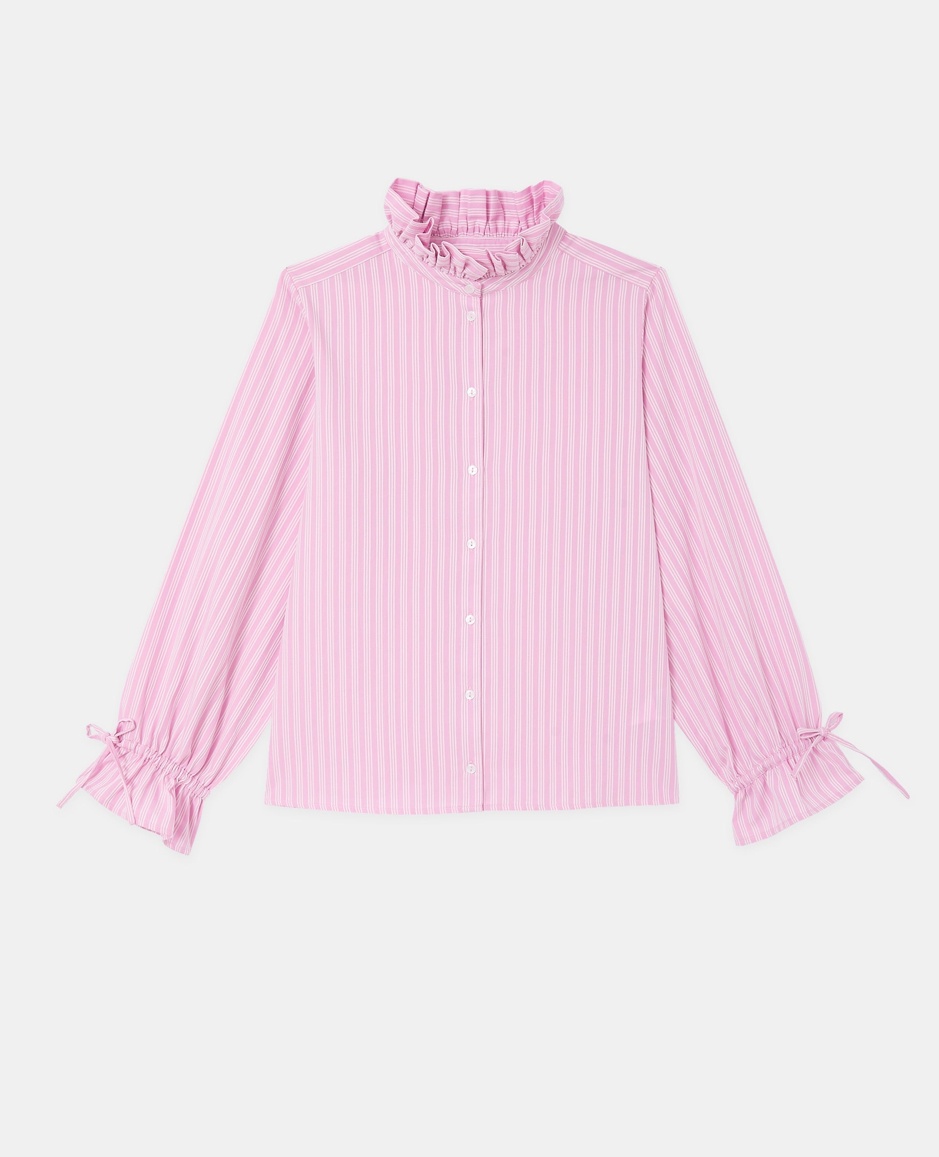 Chemise rayée avec col et manches volantés