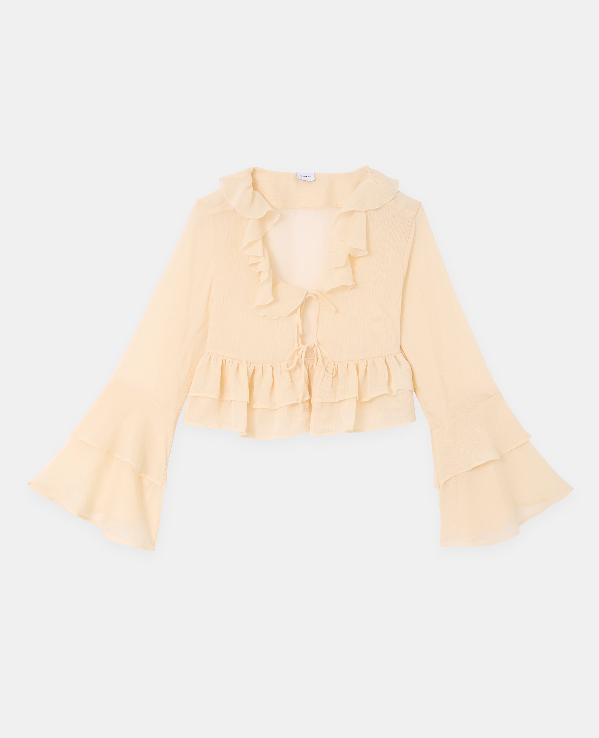 Blouse en voile avec volants et nouettes