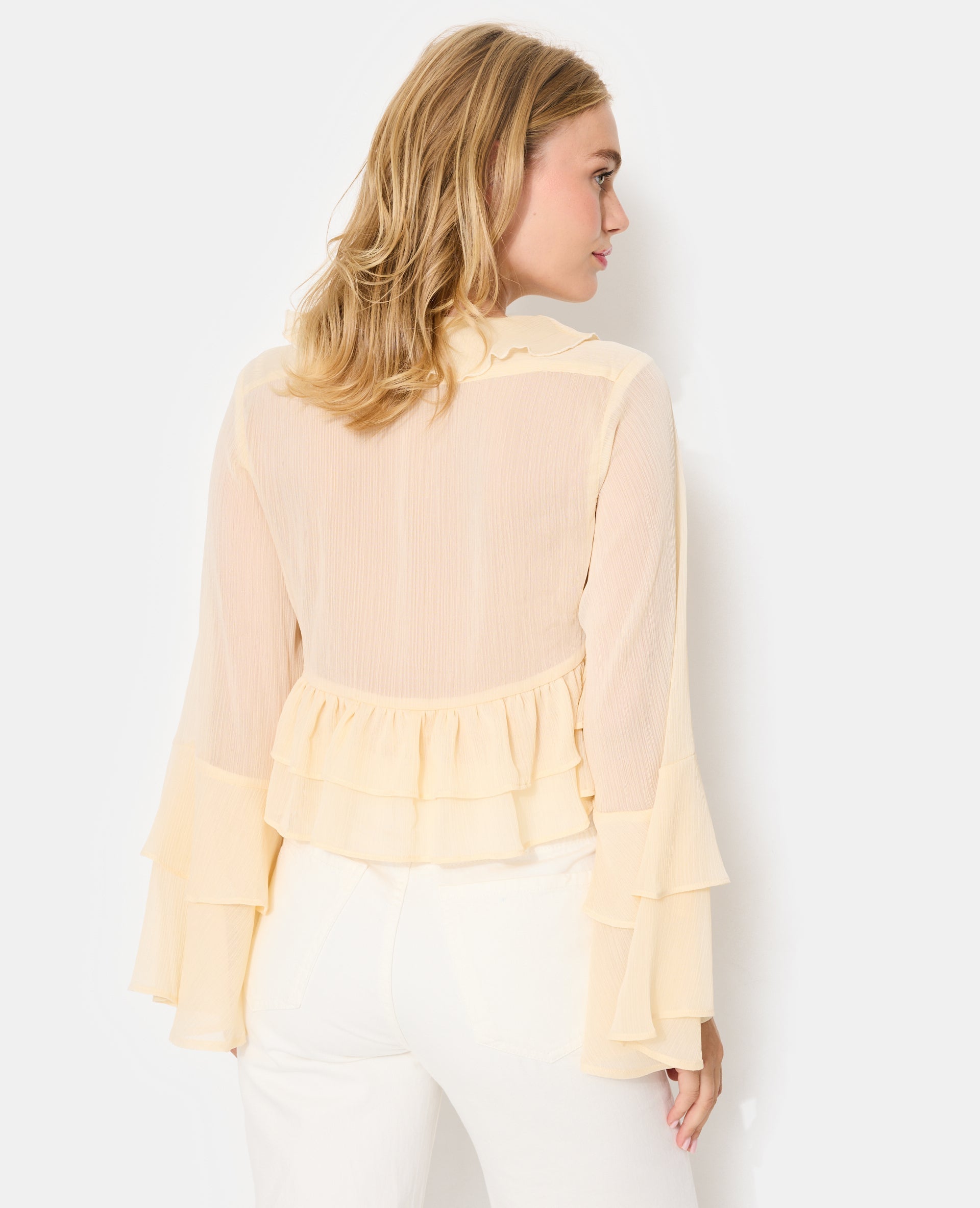 Blouse en voile avec volants et nouettes