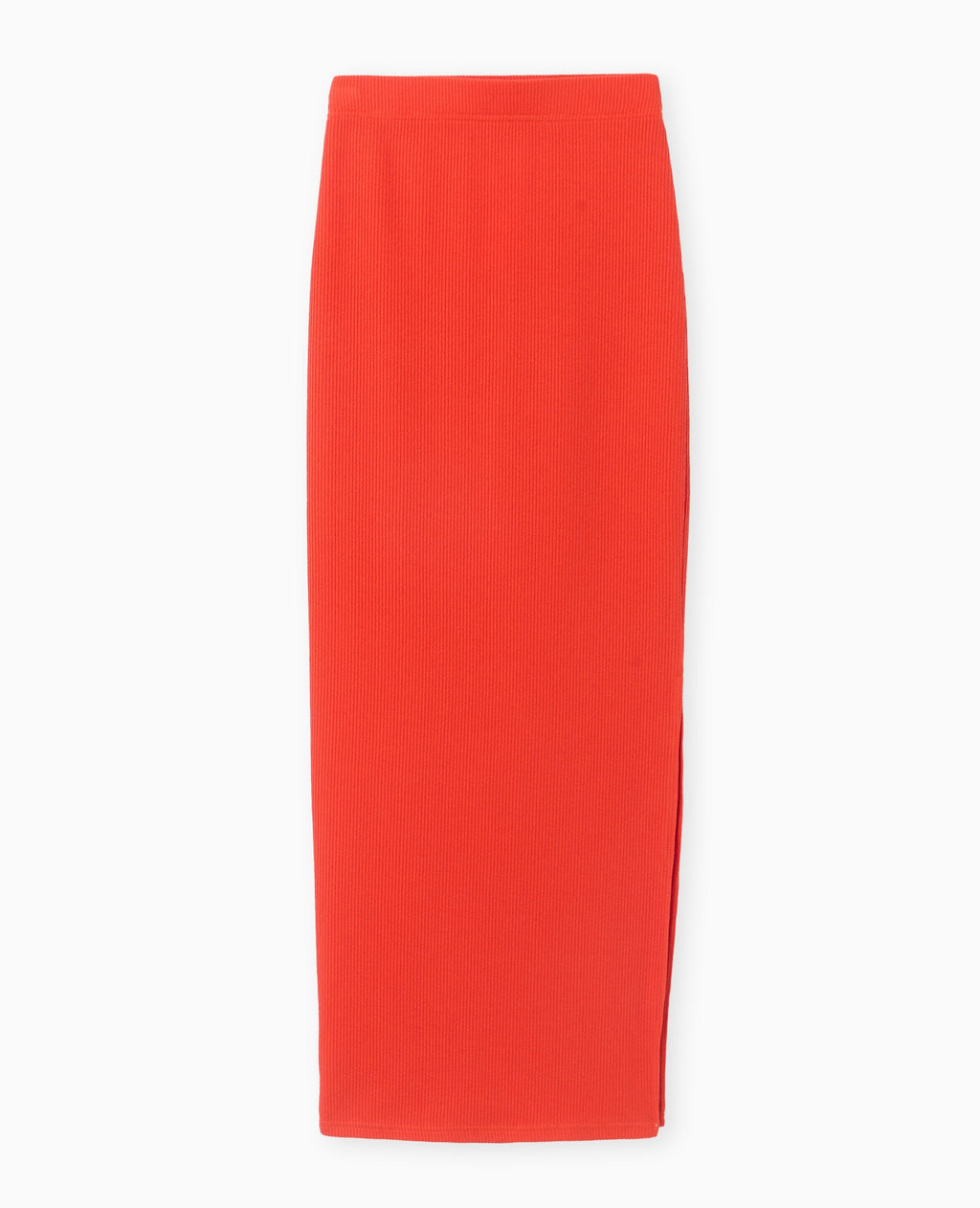 Jupe tube longue en maille côtelée