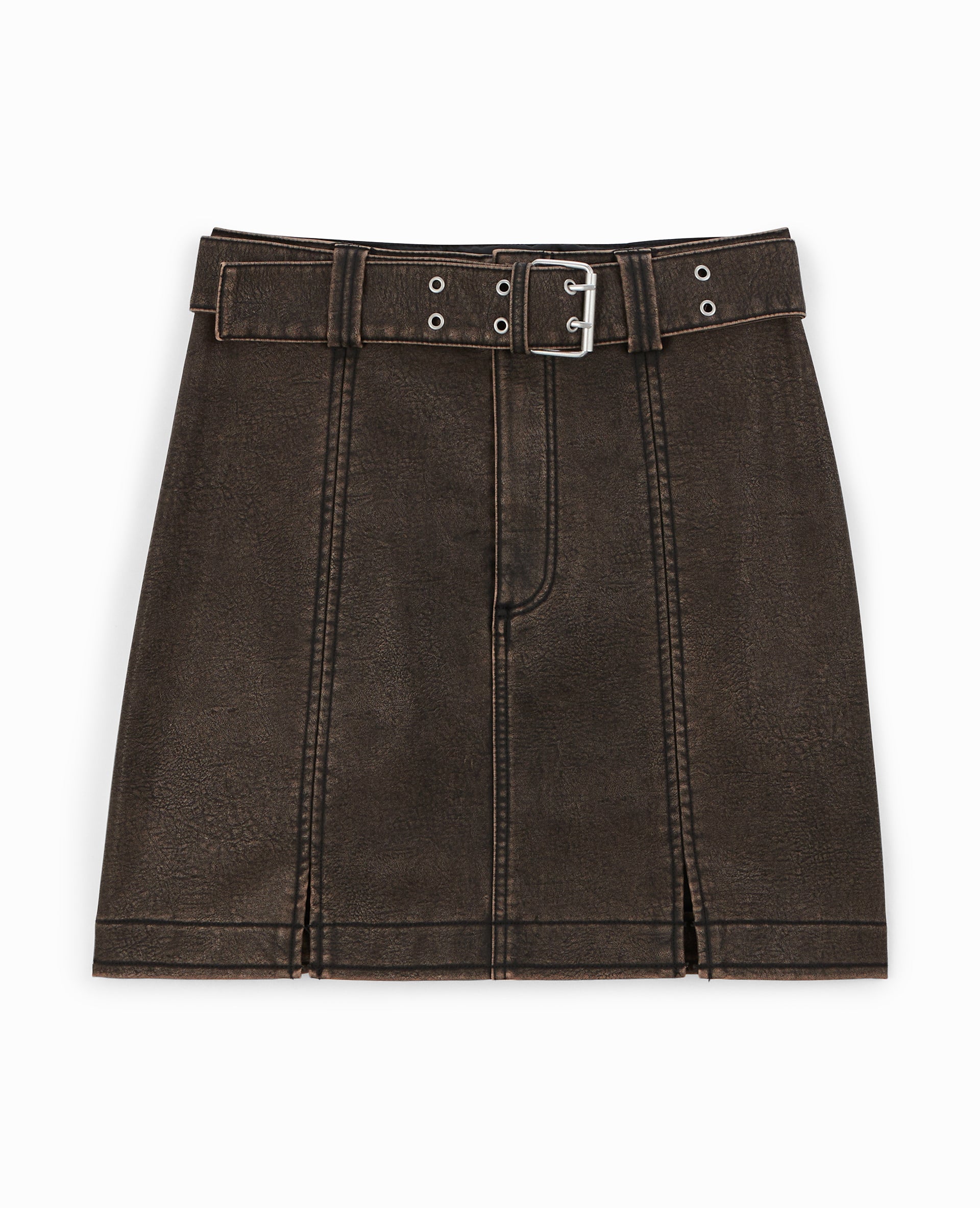 Jupe courte en simili avec ceinture