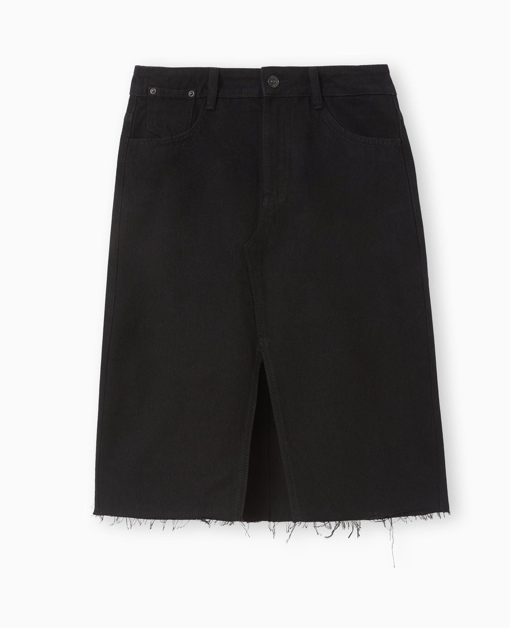 Jupe midi en jean bas coupés