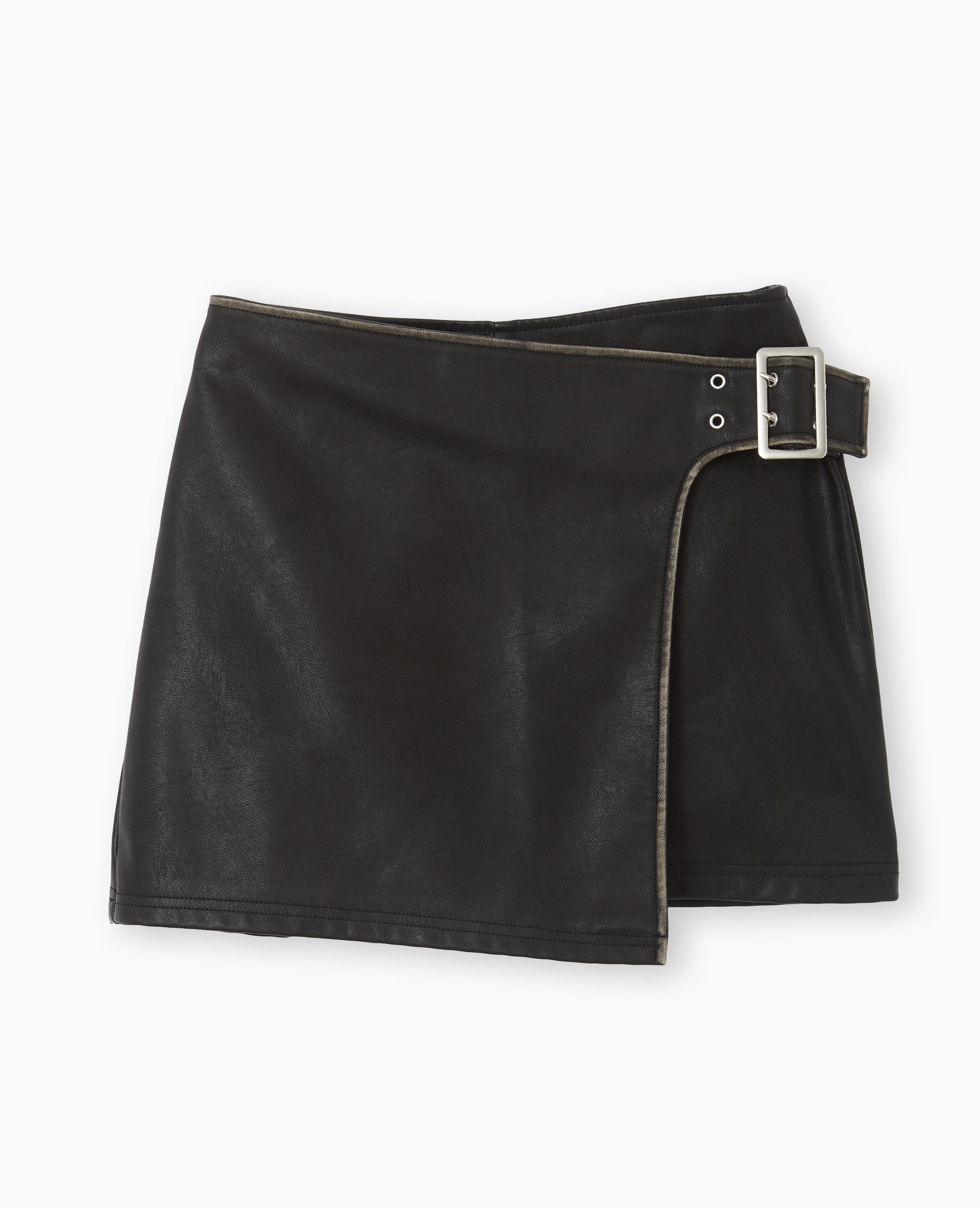Mini jupe-short en simili cuir effet vieilli