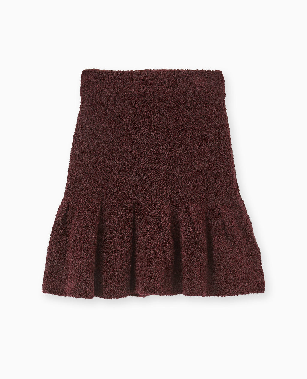 Jupe courte en maille bouclette avec volant
