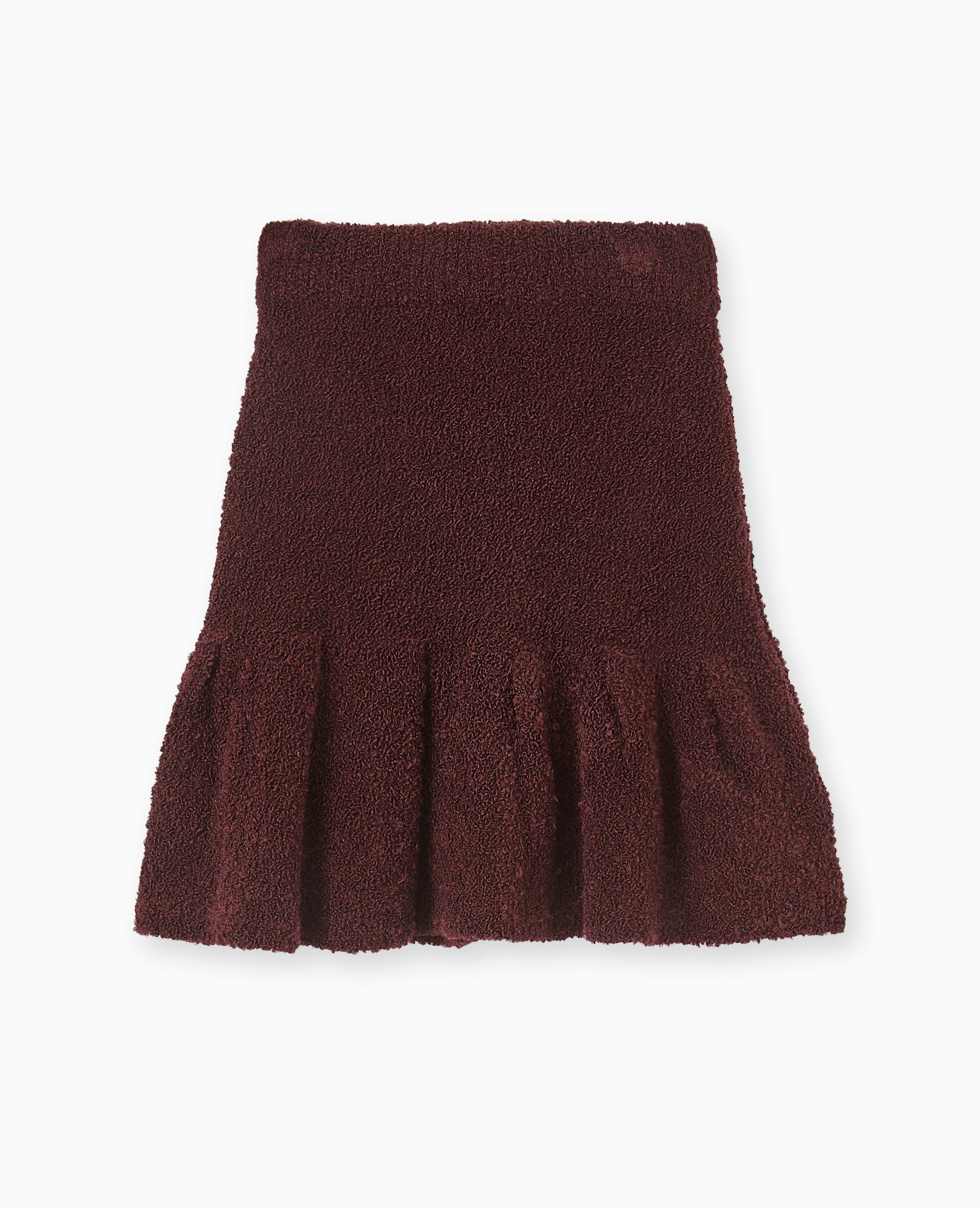 Jupe courte en maille bouclette avec volant