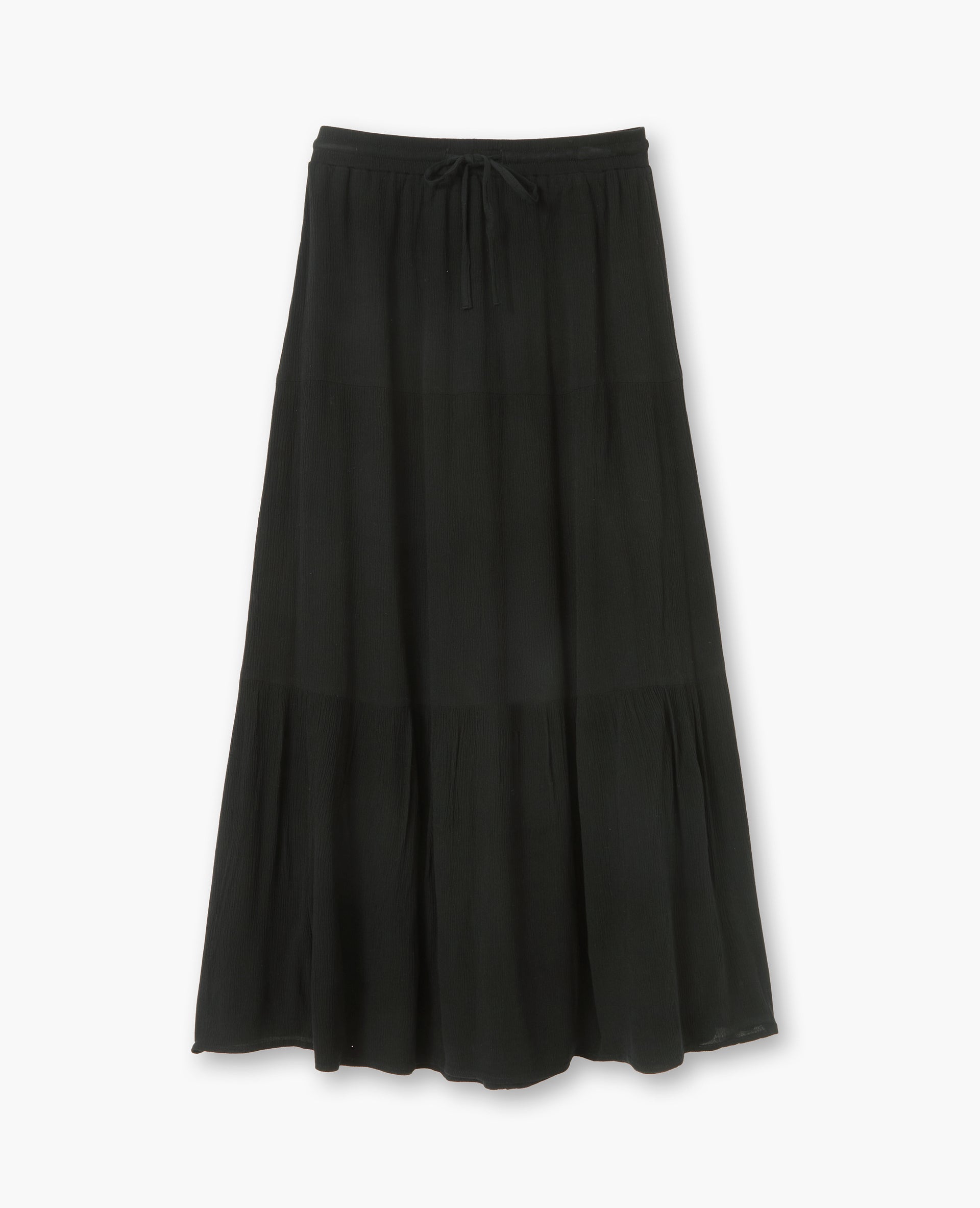 Jupon long à étages avec ceinture élastiquée
