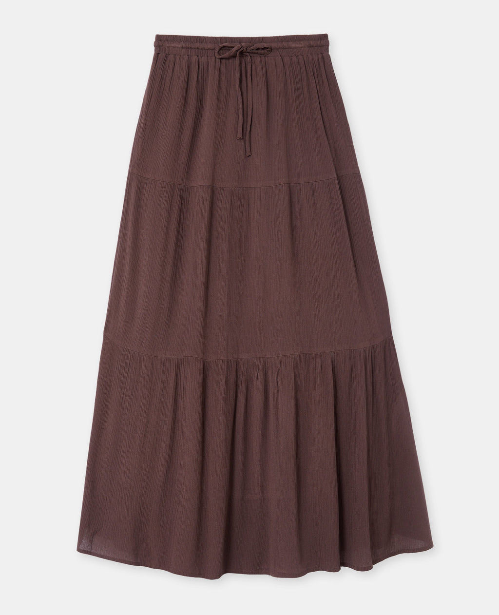 Jupon long à étages avec ceinture élastiquée