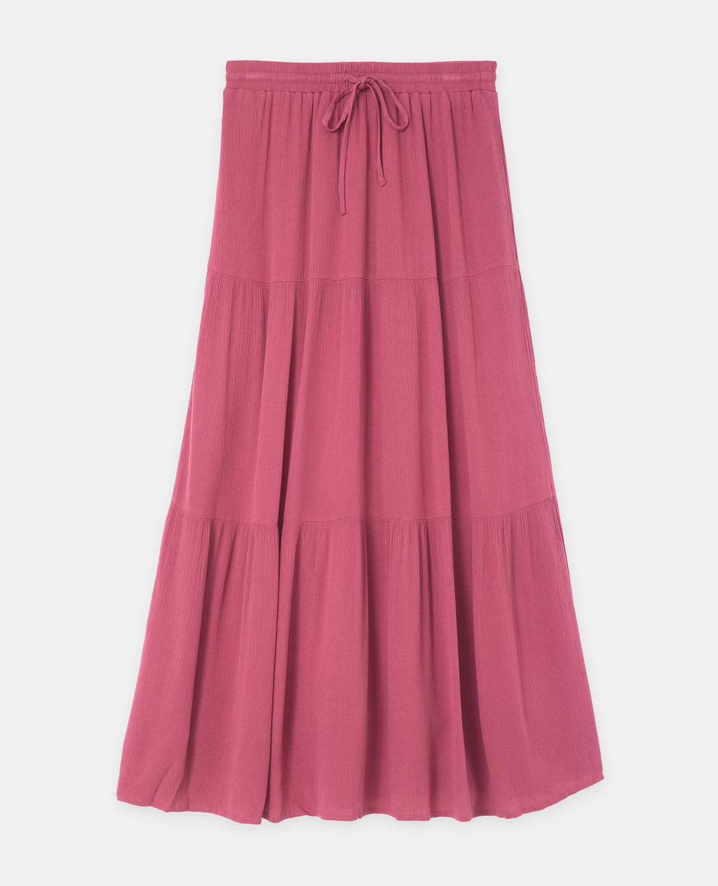 Jupon long à étages avec ceinture élastiquée