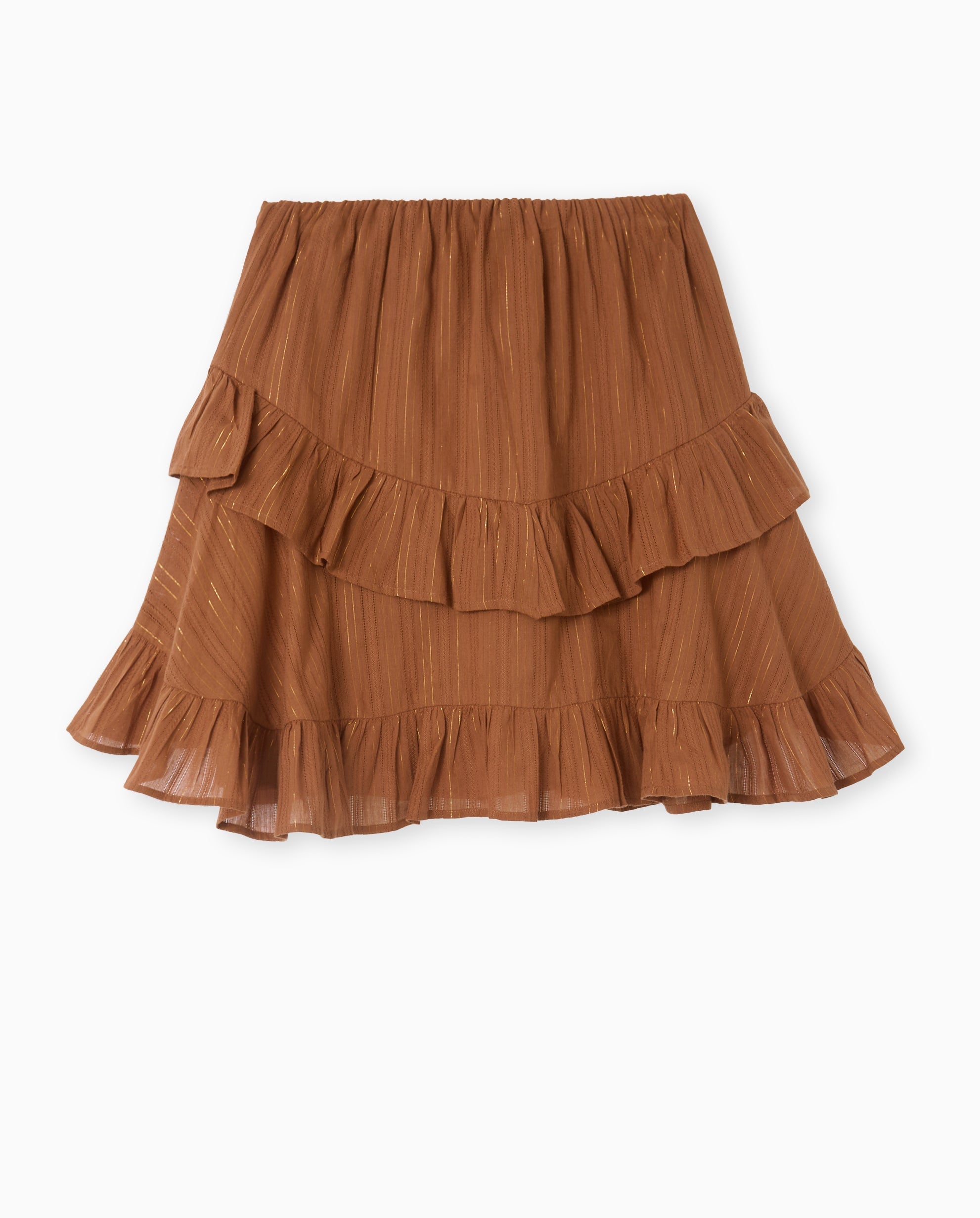 Jupe courte avec fils lurex et volants
