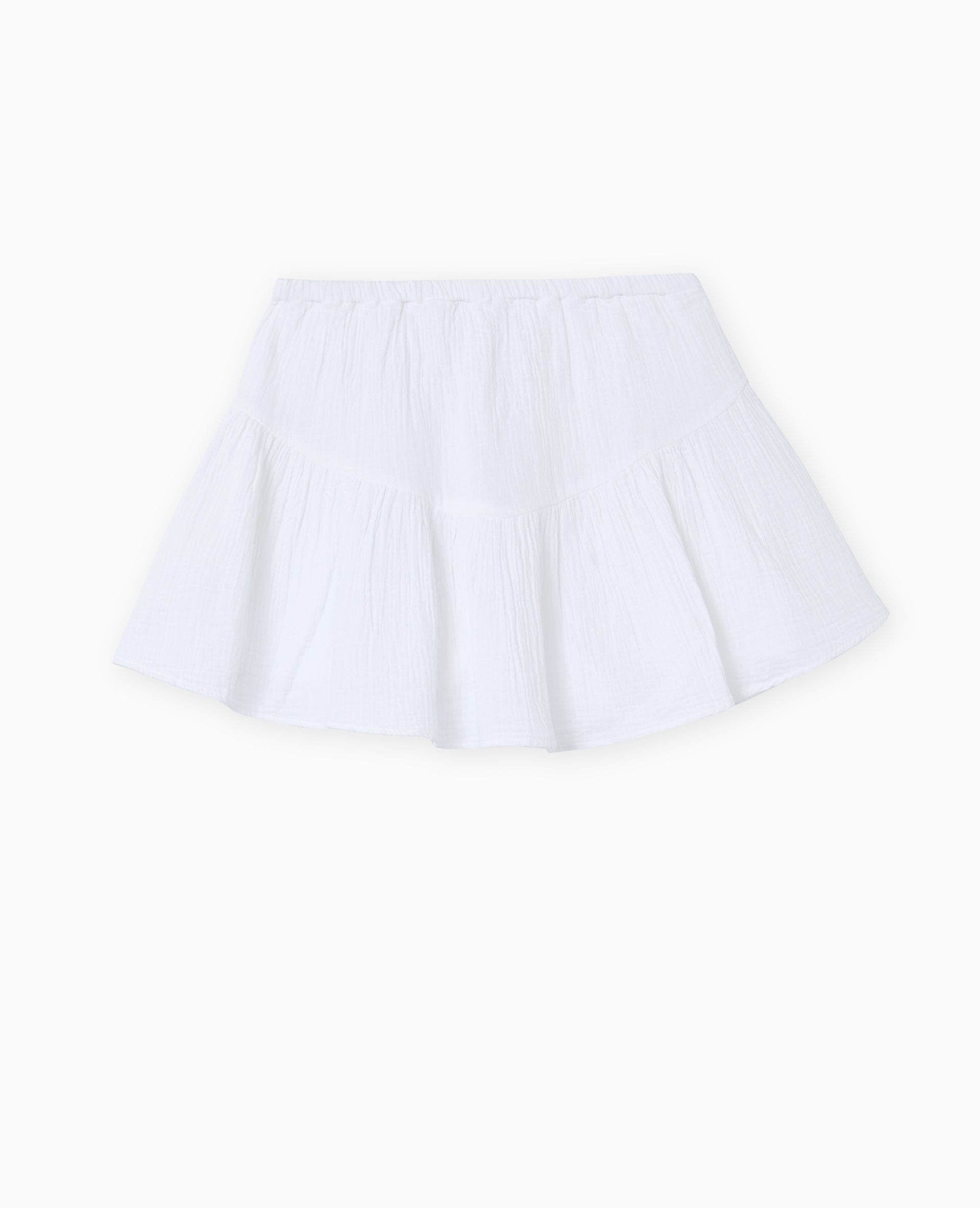 Jupe-short en gaze de coton avec volant